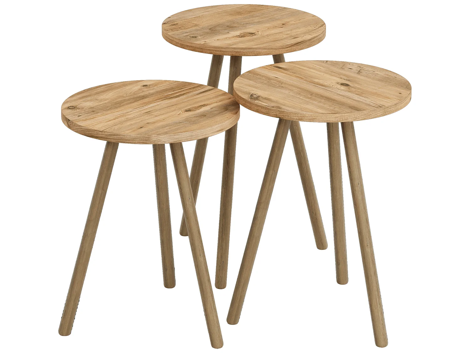 Set de 3 tables d'appoint Hjørring rondes trépied effet bois [en.casa]