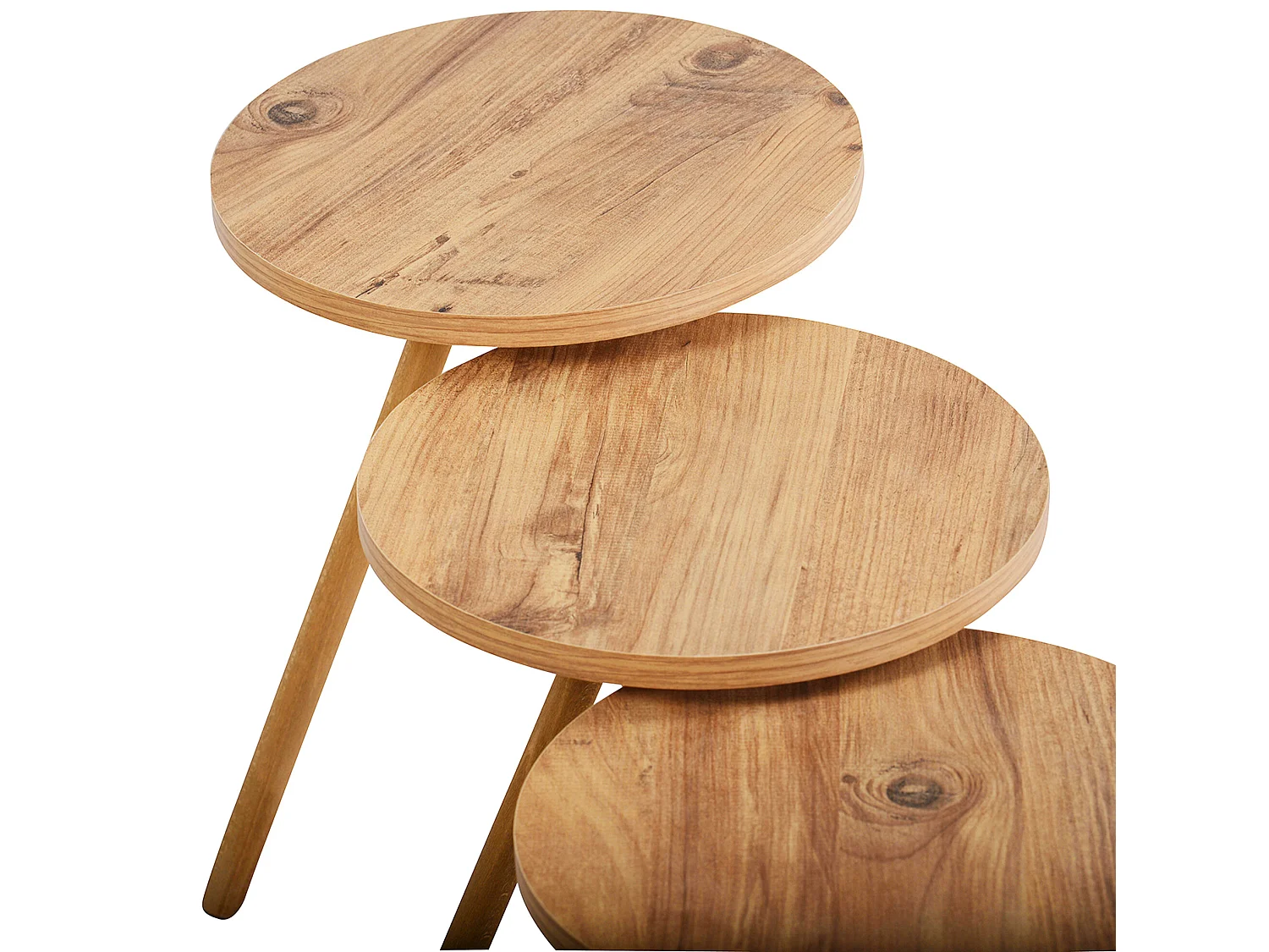 Set de 3 tables d'appoint Hjørring rondes trépied effet bois [en.casa]