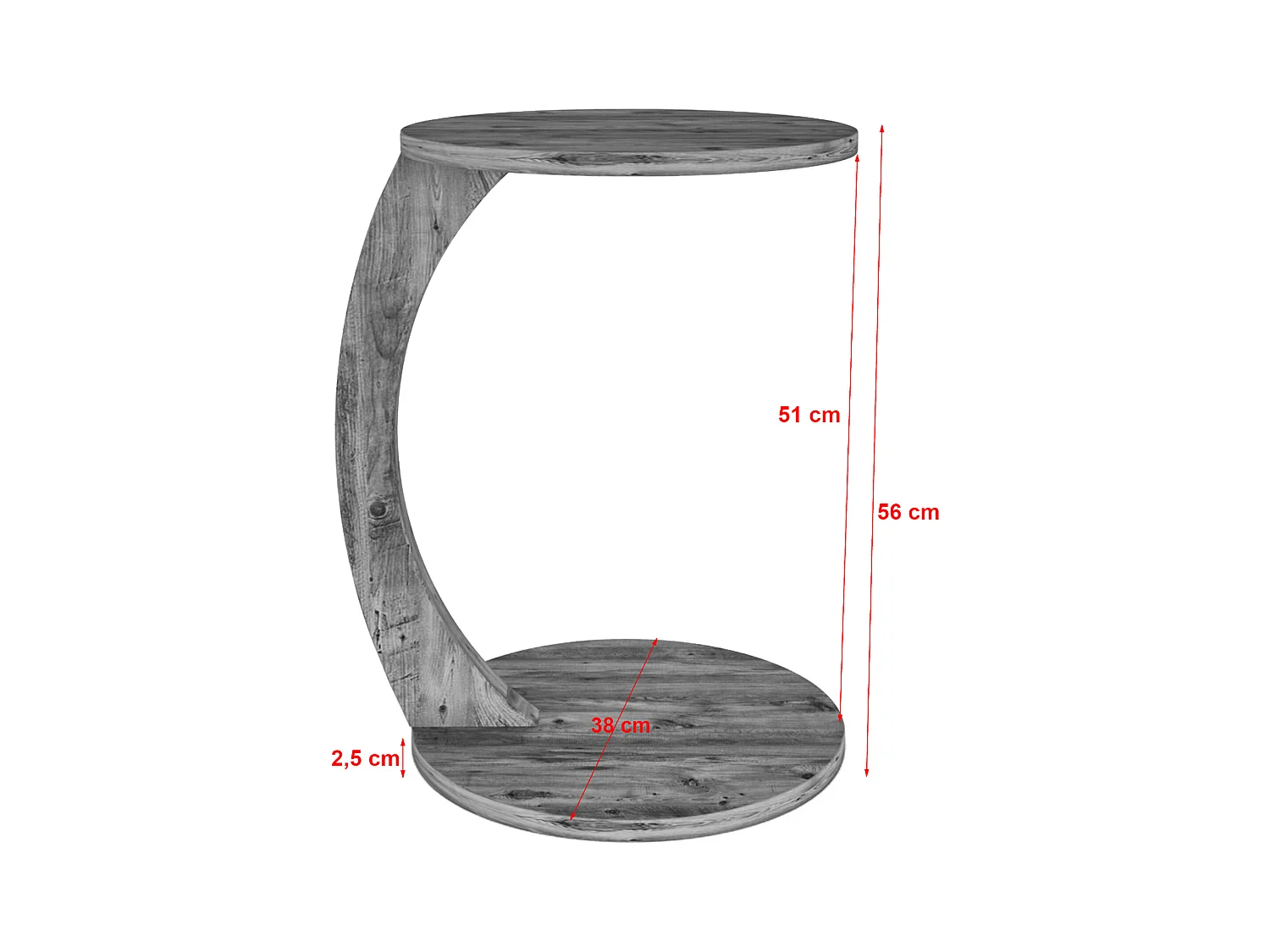 Table d'appoint Holeby ronde effet bois [en.casa]