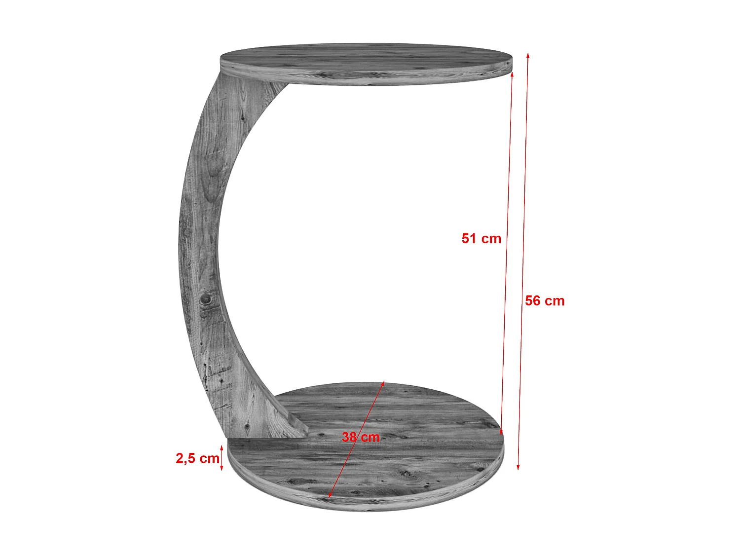 Table d'appoint Holeby ronde effet bois [en.casa]