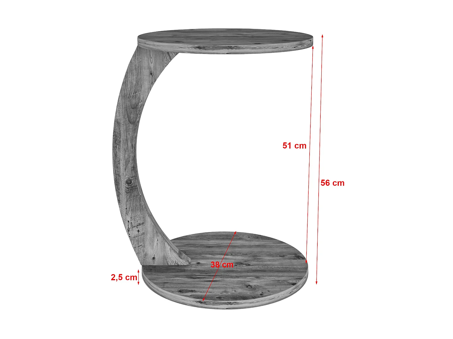 Table d'appoint Holeby ronde effet bois [en.casa]