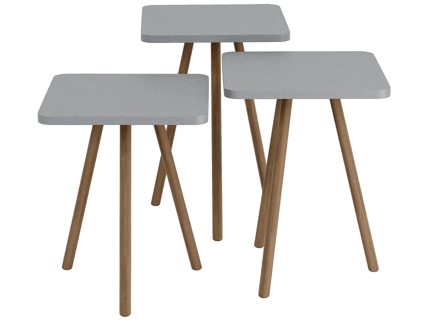 Set de 3 tables d'appoint Hobro carrées trépied gris [en.casa]