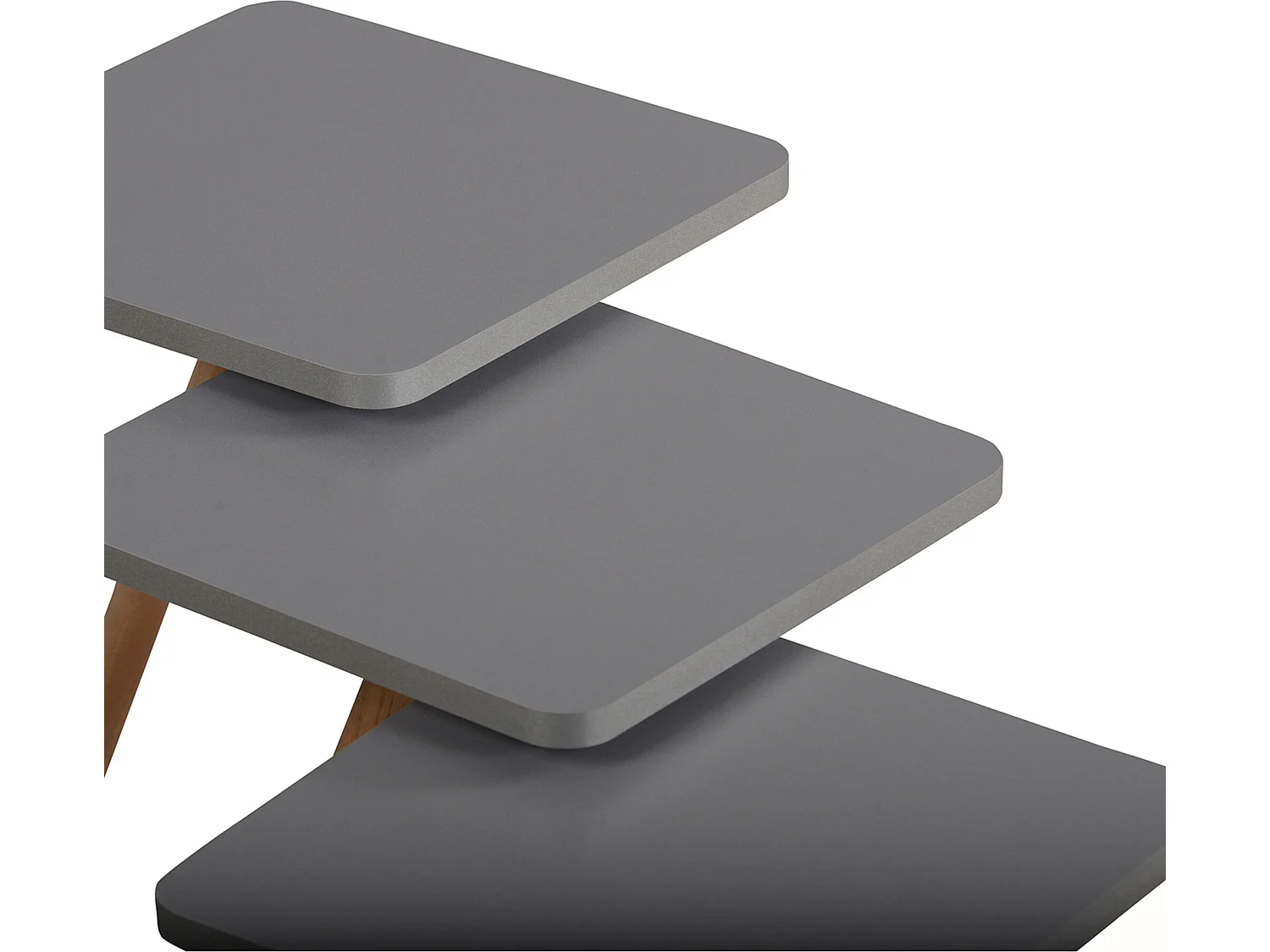 Set de 3 tables d'appoint Hobro carrées trépied gris [en.casa]