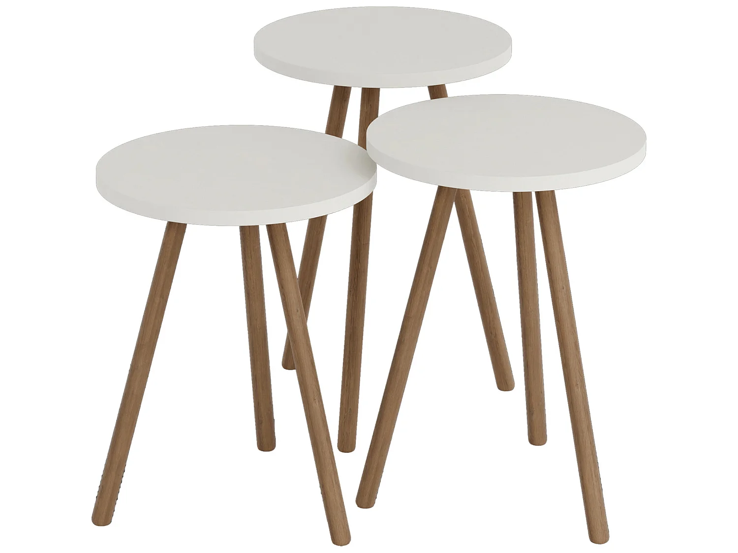 Set de 3 tables d'appoint Hjørring rondes trépied blanc [en.casa]