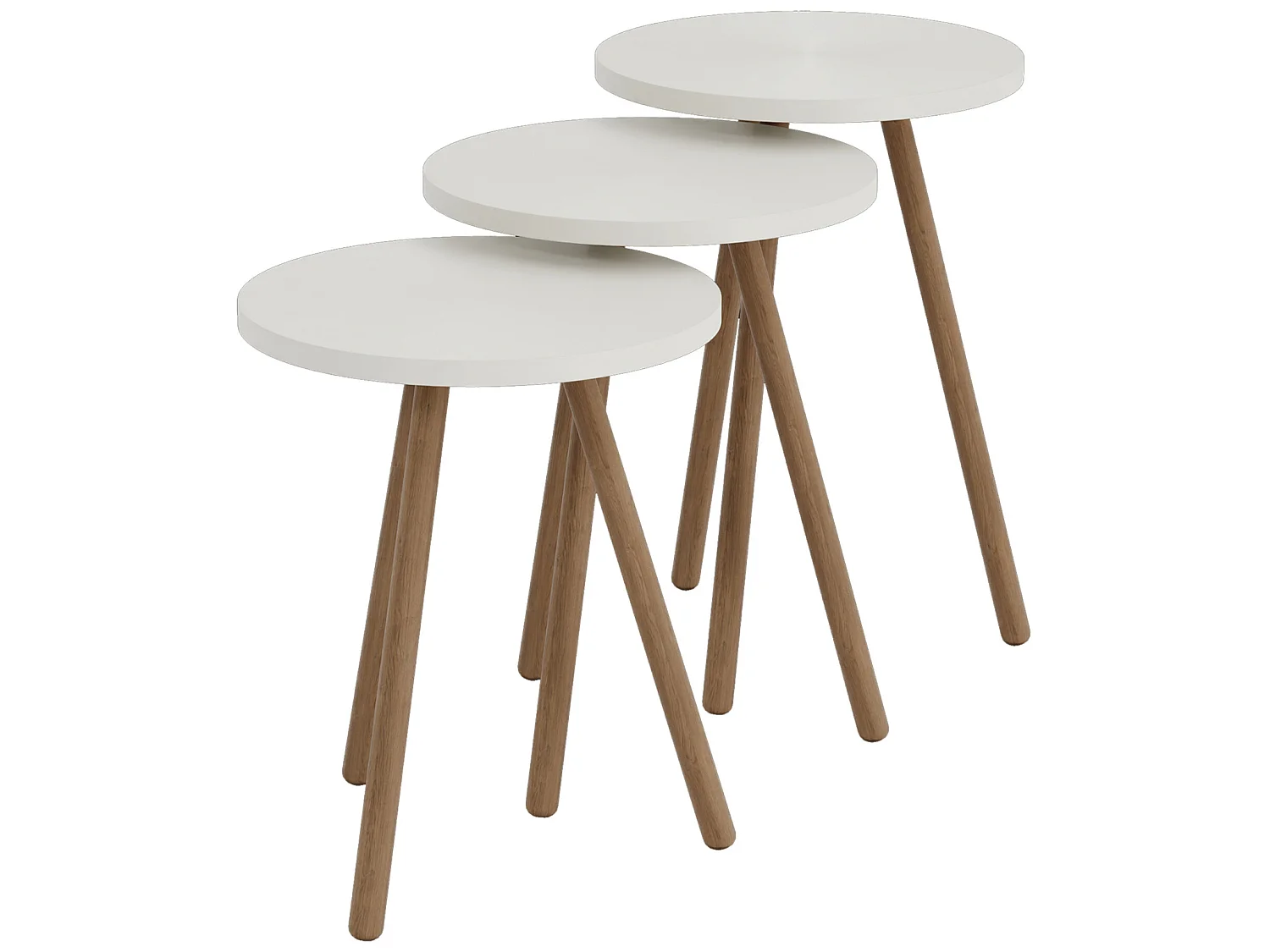 Set de 3 tables d'appoint Hjørring rondes trépied blanc [en.casa]