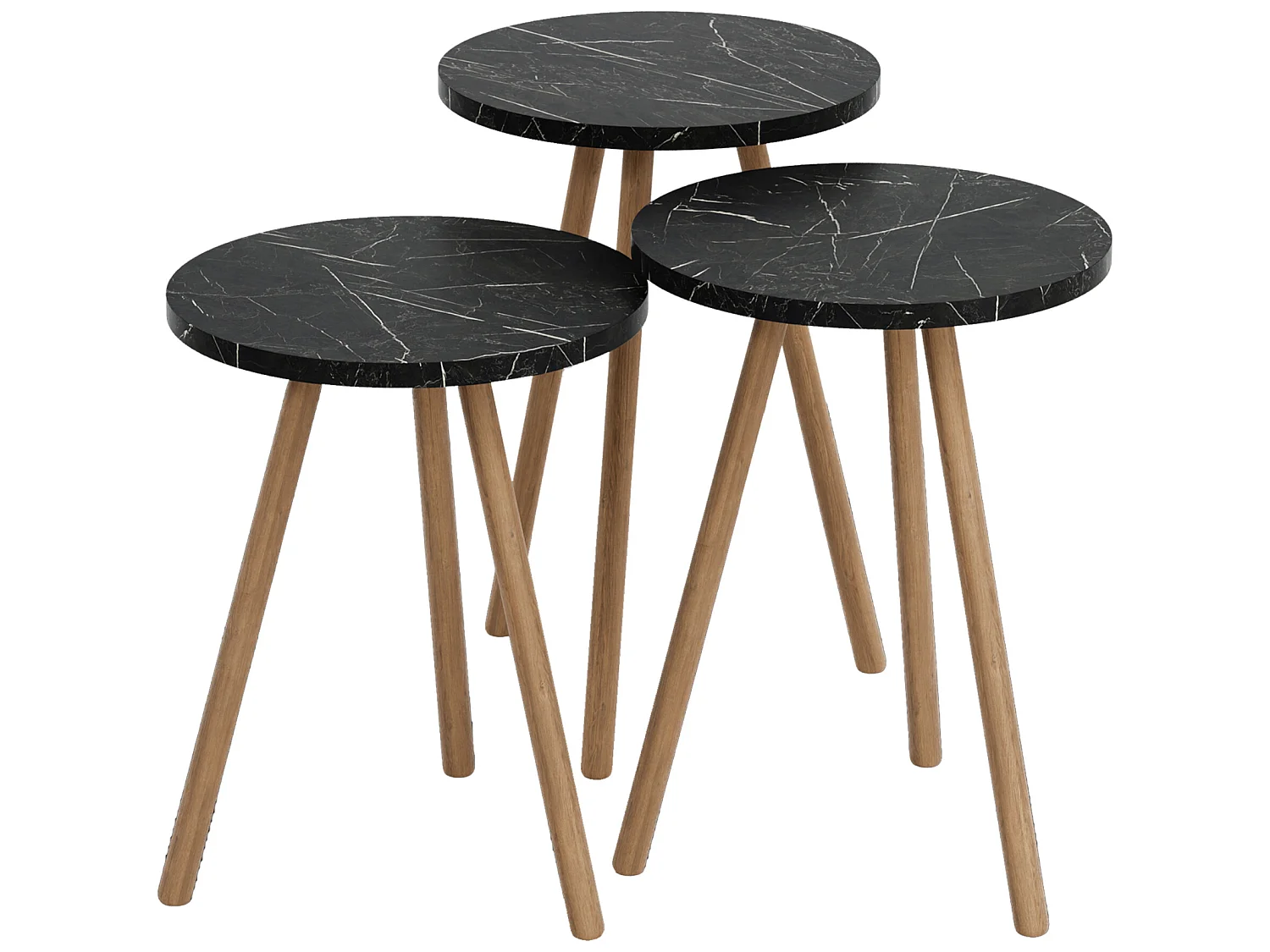 Set de 3 tables d'appoint Hjørring rondes trépied noir [en.casa]