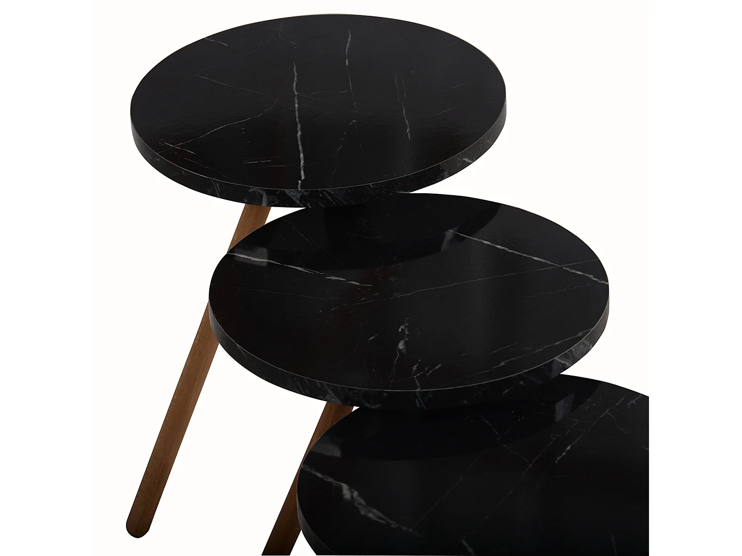 Set de 3 tables d'appoint Hjørring rondes trépied noir [en.casa]