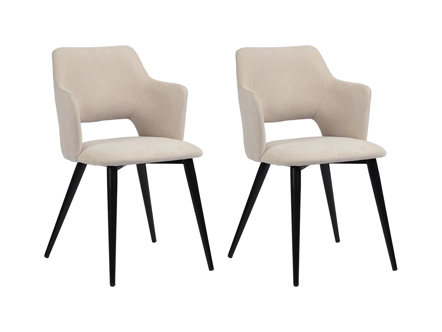 MEUBLES COSY Lot de 2 Chaises de Salle à Manger Scandinave Fauteuil avec Accoudoirs Assise rembourrée en Tissu Pieds en métal pour Cuisine Salon Chambre Bureau, Acier allié, Beige