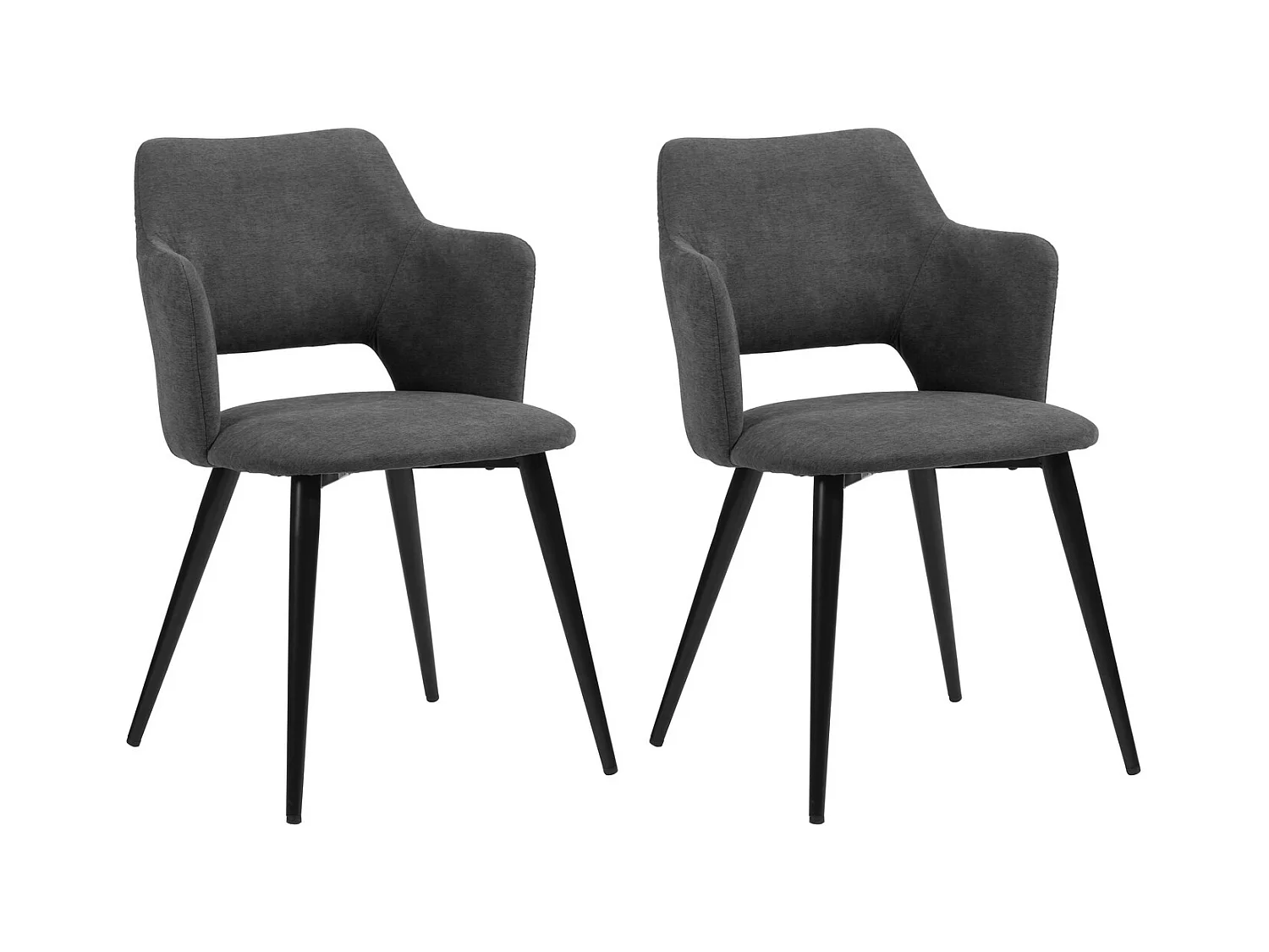 MEUBLES COSY Lot de 2 Chaises de Salle à Manger Scandinave Fauteuil avec Accoudoirs Assise rembourrée en Tissu Pieds en métal pour Cuisine Salon Chambre Bureau, Acier allié, Gris