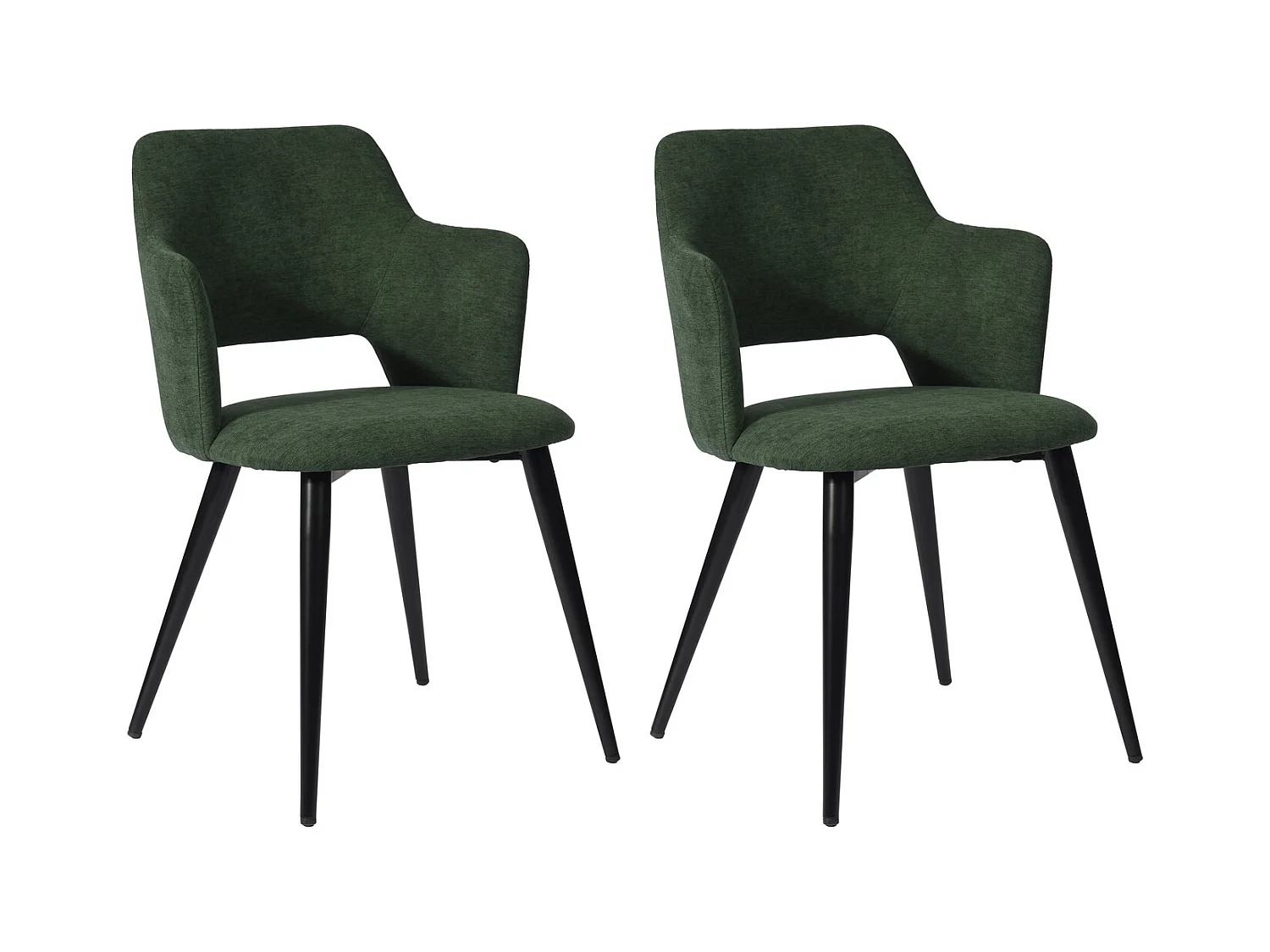MEUBLES COSY Lot de 2 Chaises de Salle à Manger Rétro Fauteuil avec Accoudoirs Assise rembourrée en Tissu Pieds en métal pour Cuisine Salon Chambre Bureau, Acier allié, Vert