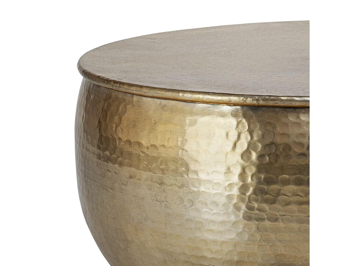 Table basse de salon martelée en aluminium Ø60x30,5 cm couleur d`or WOMO-DESIGN