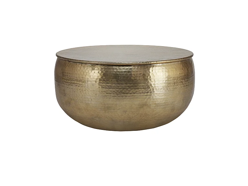 Table basse de salon martelée en aluminium Ø60x30,5 cm couleur d`or WOMO-DESIGN