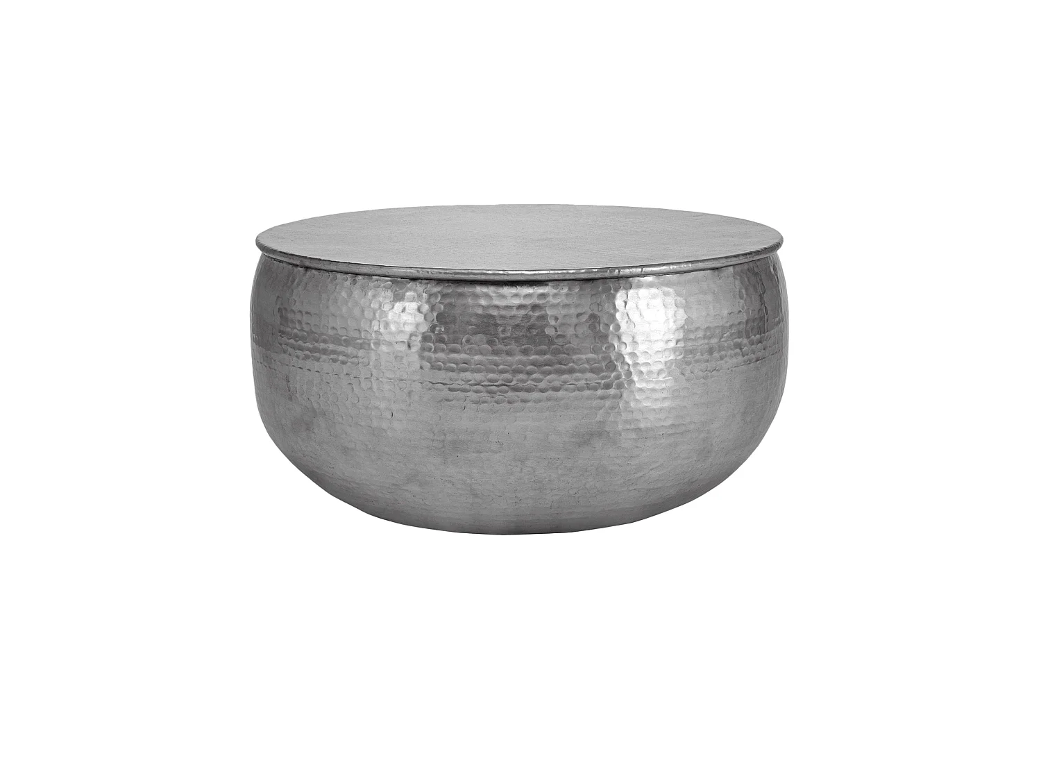 Table basse de salon martelée en aluminium Ø 60 x 30,5 cm argent WOMO-DESIGN