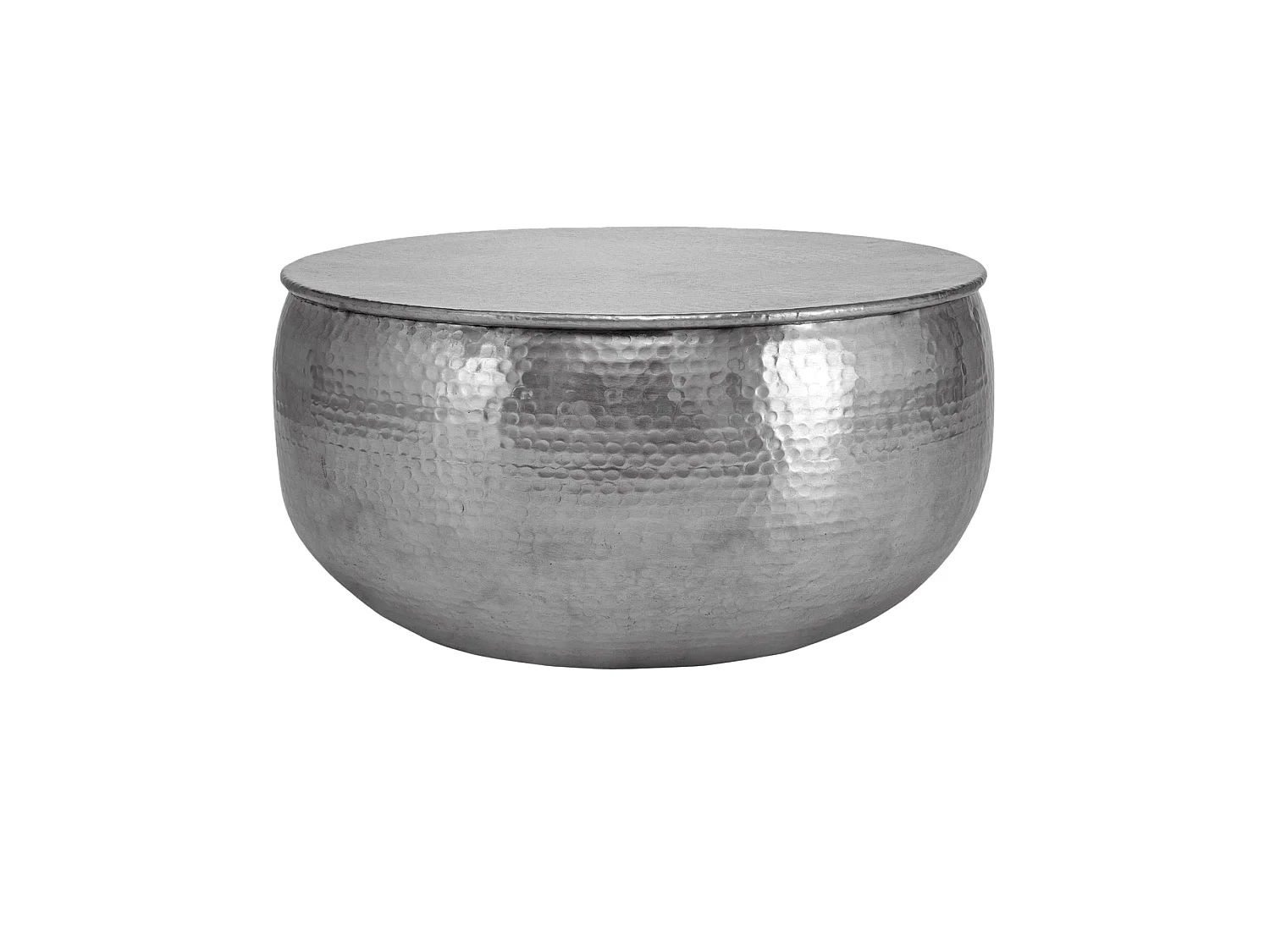 Table basse de salon martelée en aluminium Ø 60 x 30,5 cm argent WOMO-DESIGN