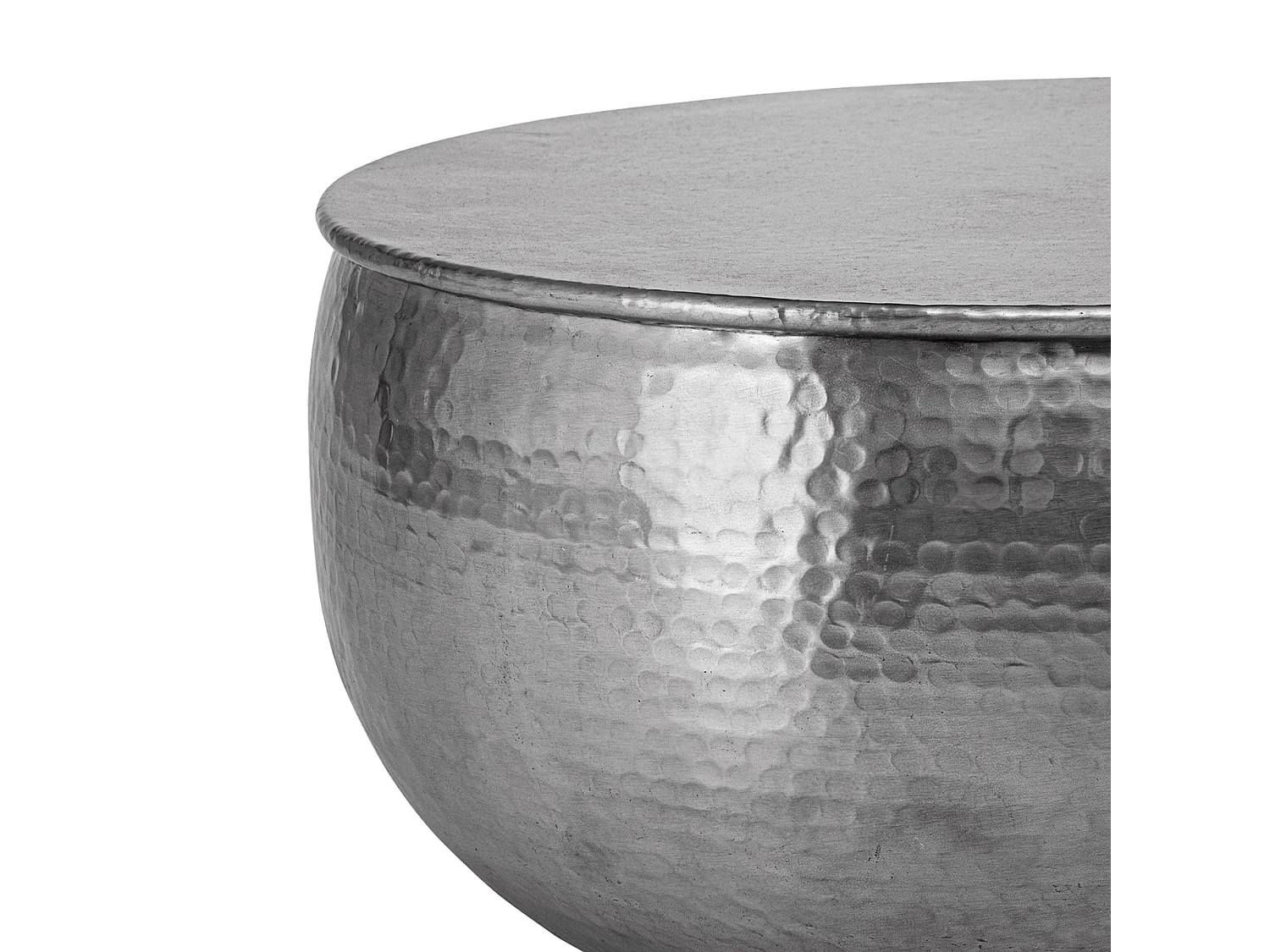 Table basse de salon martelée en aluminium Ø 60 x 30,5 cm argent WOMO-DESIGN