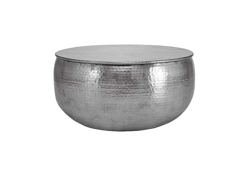 Tavolino in alluminio martellato Ø 60 x 30,5 cm argento WOMO-DESIGN