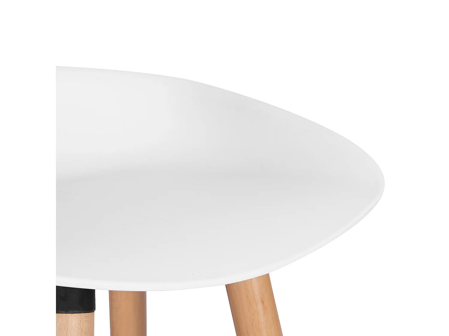 Lot de 2 tabourets de bar scandinave， Siège en plastique blanc, Pieds en bois, L45*D43.5*H77.5cm