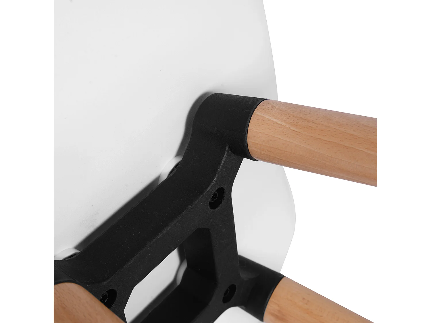 Lot de 2 tabourets de bar scandinave， Siège en plastique blanc, Pieds en bois, L45*D43.5*H77.5cm