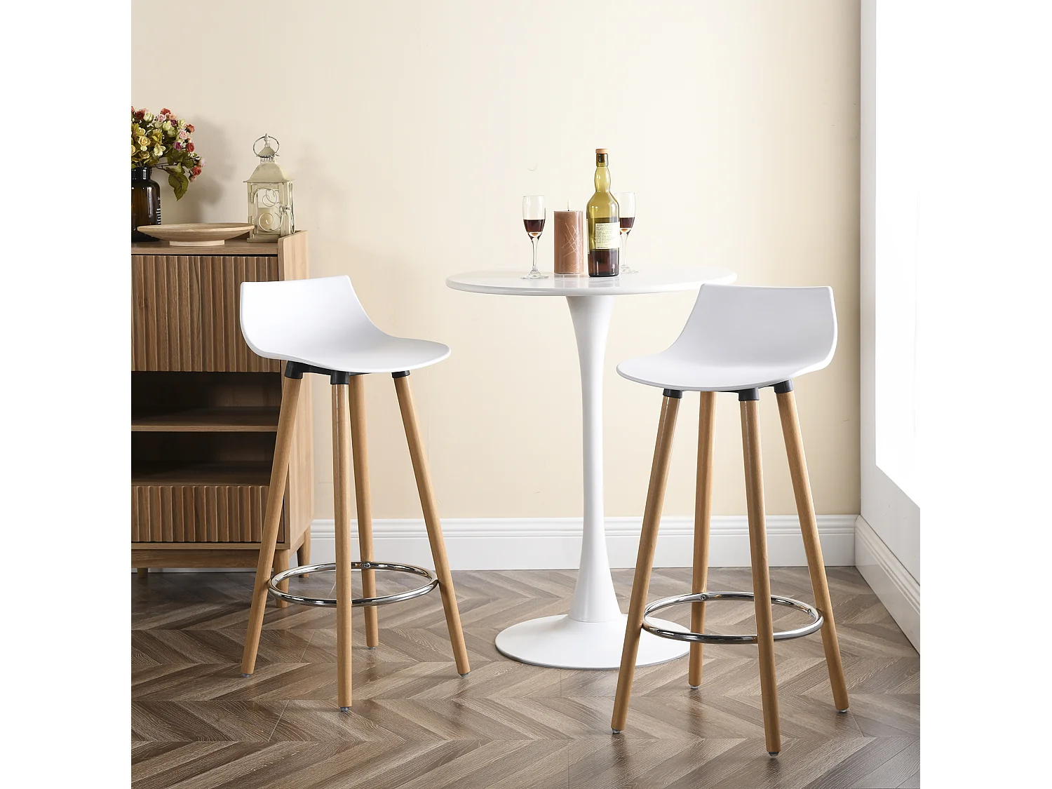 Set di 2 sgabelli da bar moderni bianchi e di design in stile scandinavo DELIE WH LMKZ