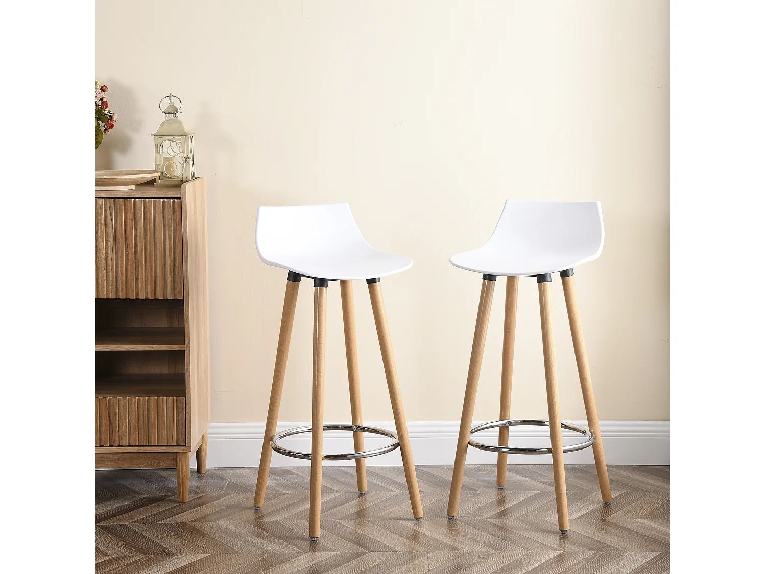 Set di 2 sgabelli da bar moderni bianchi e di design in stile scandinavo DELIE WH LMKZ