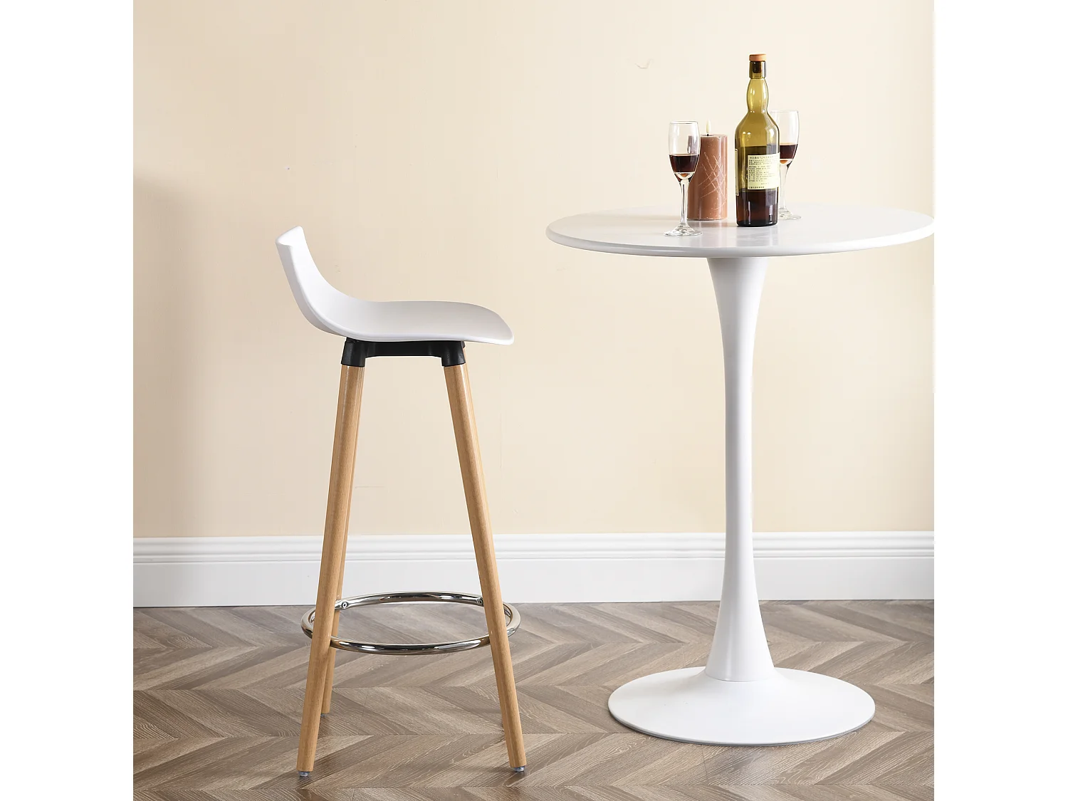 Set di 2 sgabelli da bar moderni bianchi e di design in stile scandinavo DELIE WH LMKZ