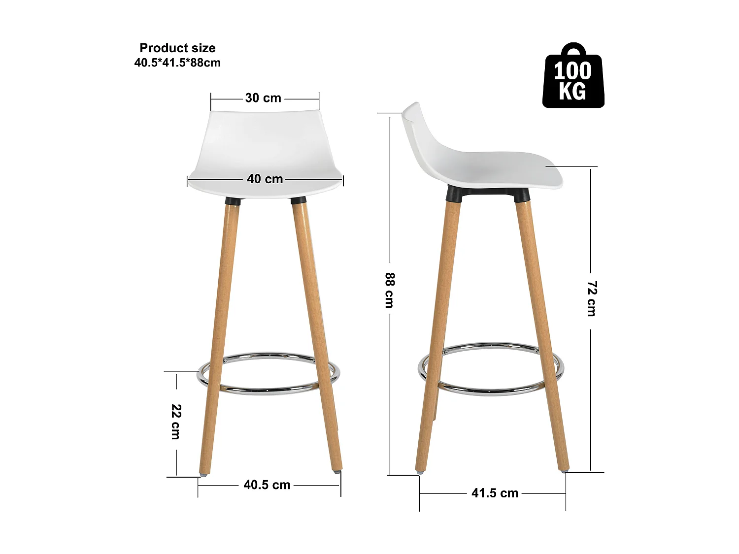 Set di 2 sgabelli da bar moderni bianchi e di design in stile scandinavo DELIE WH LMKZ