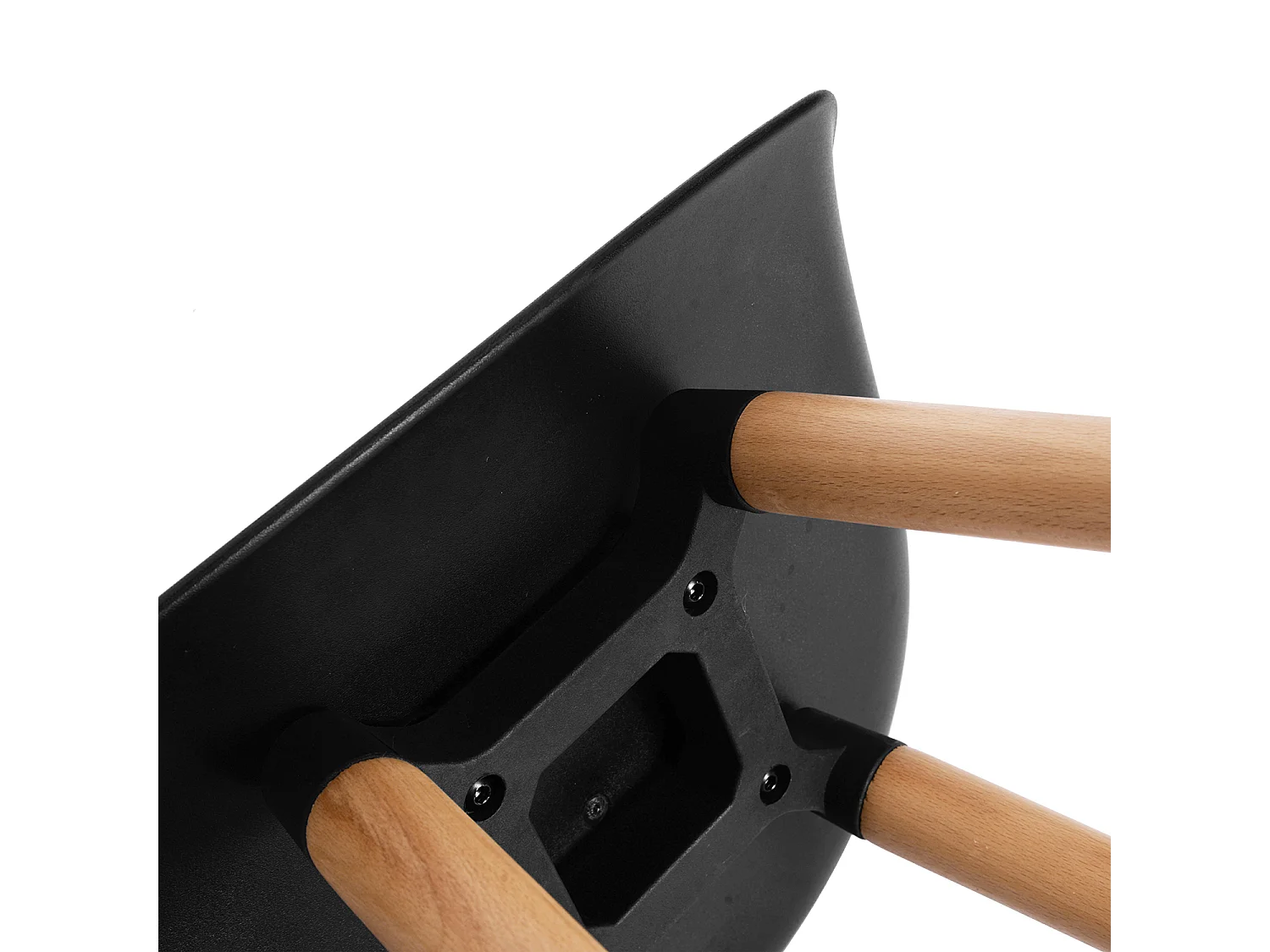 Lot de 2 tabourets de bar scandinave， Siège en plastique noir, Pieds en bois, L45*P43.5*H77.5cm