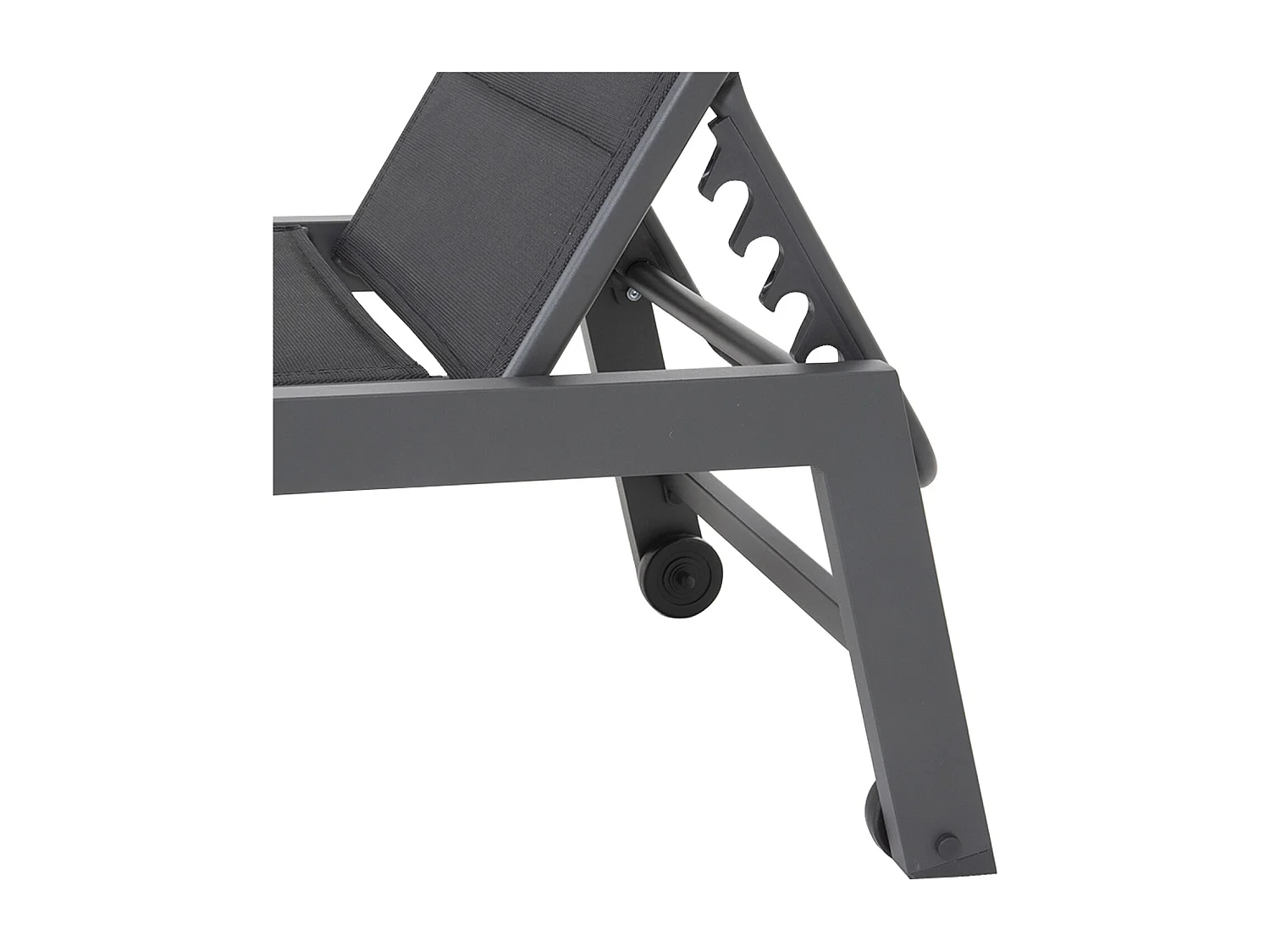 Lot de 2 bains de soleil BARBADOS en textilène noir - aluminium gris anthracite - HAPPY GARDEN