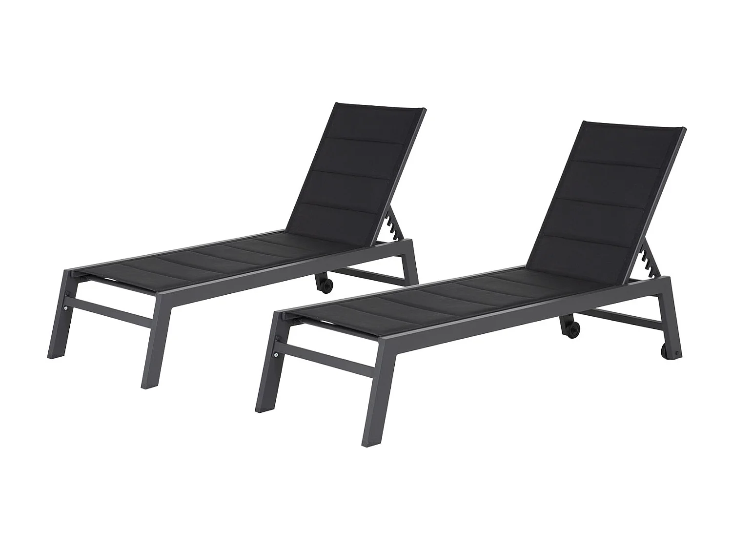 Lote de 2 tumbonas BARBADOS en textileno color negro aluminio gris antracita