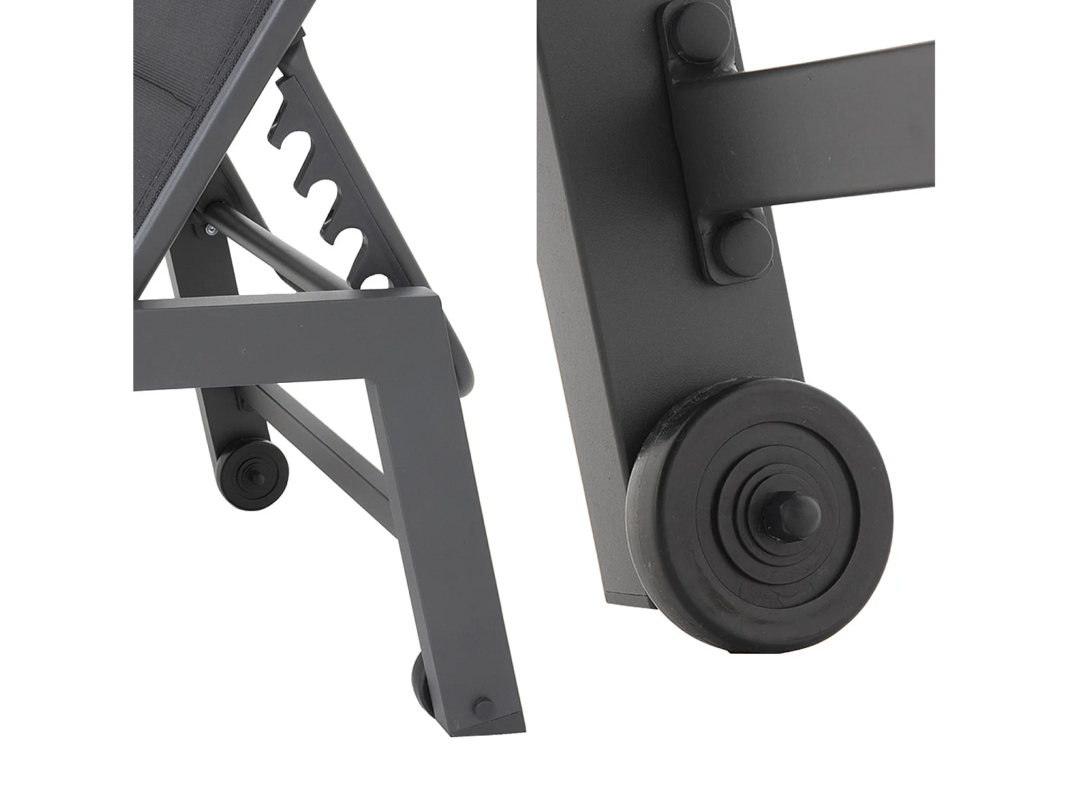 Lote de 2 tumbonas BARBADOS en textileno color negro aluminio gris antracita