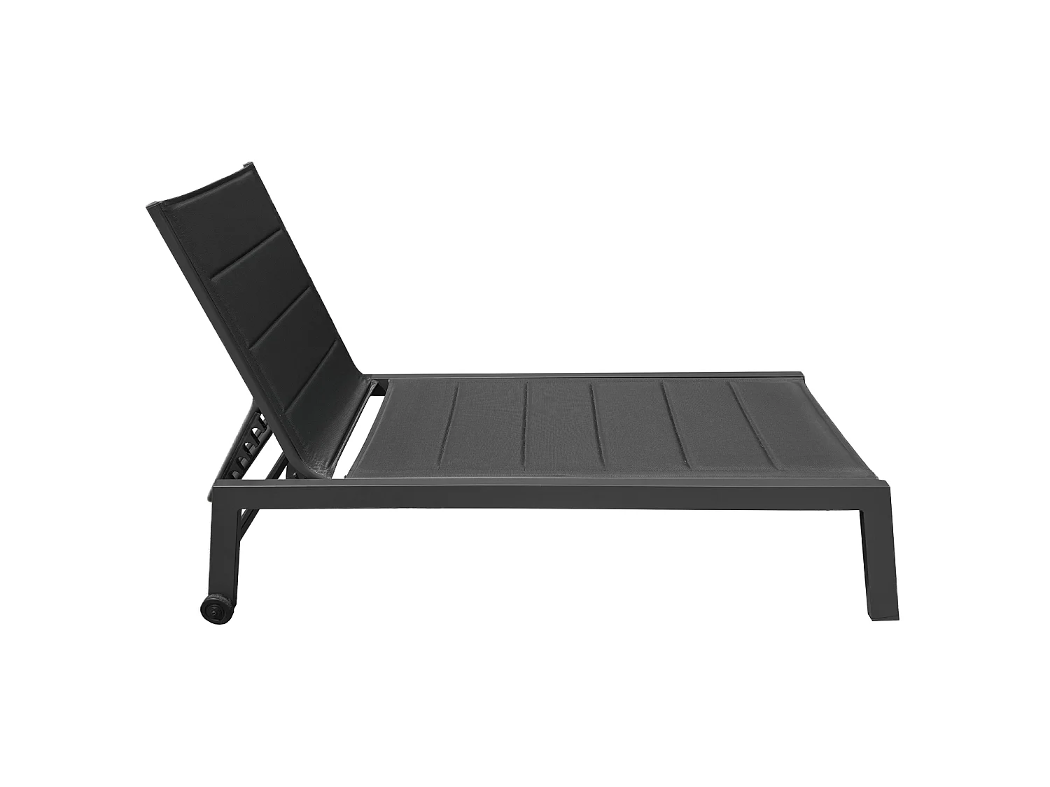 Lot de 2 bains de soleil BARBADOS en textilène noir - aluminium gris anthracite - HAPPY GARDEN
