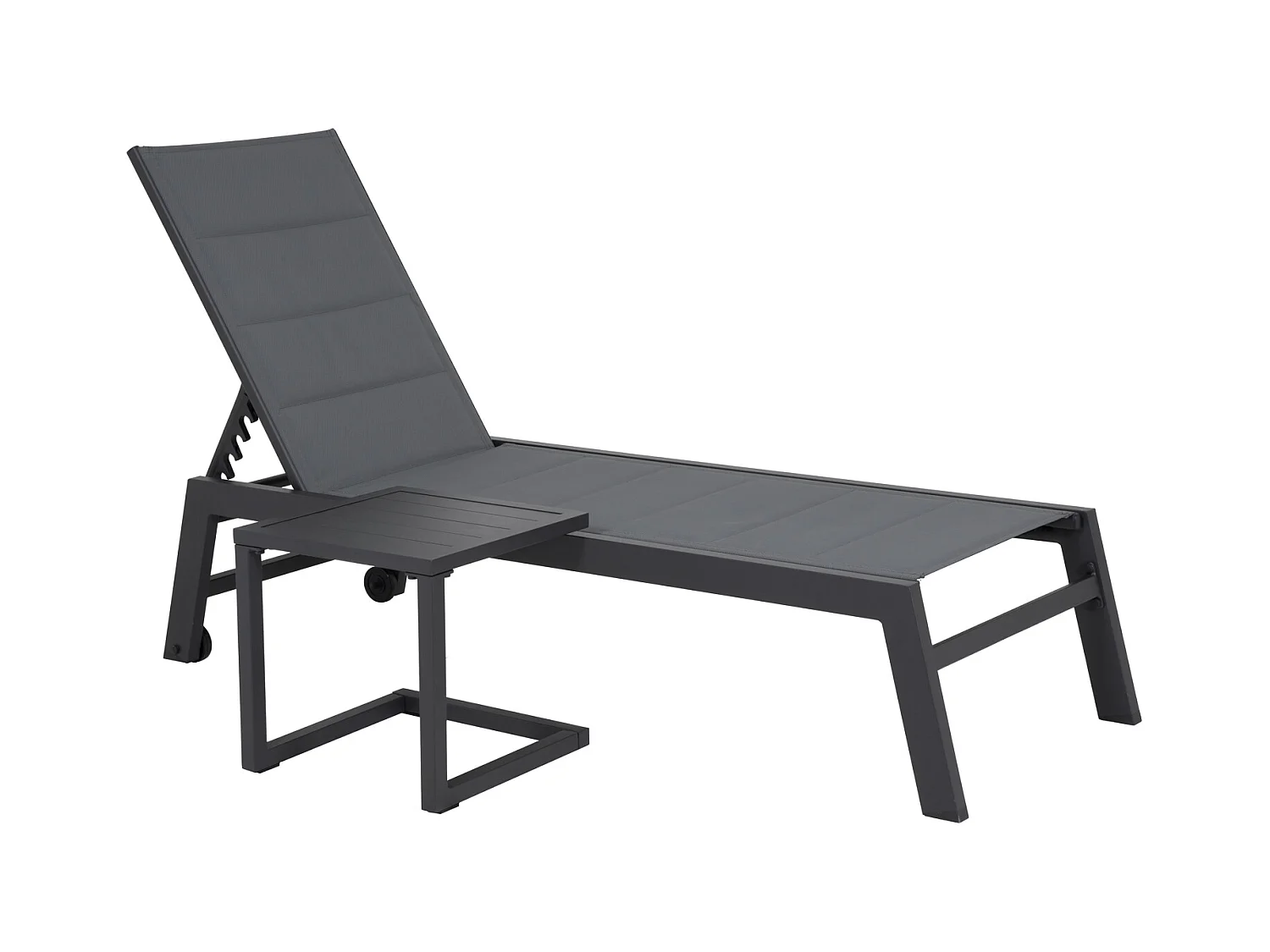 BARBADOS espreguiçadeira e mesa de cabeceira em textileno cinzento - alumínio cinzento antracite
