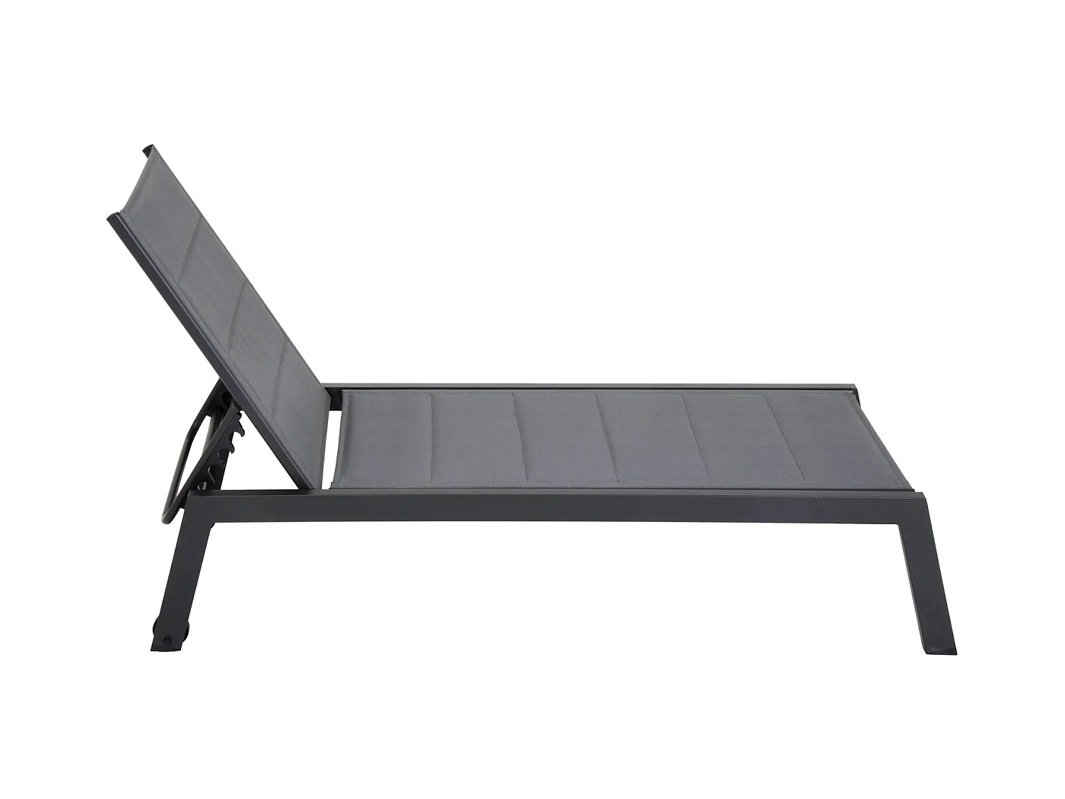 BARBADOS espreguiçadeira e mesa de cabeceira em textileno cinzento - alumínio cinzento antracite