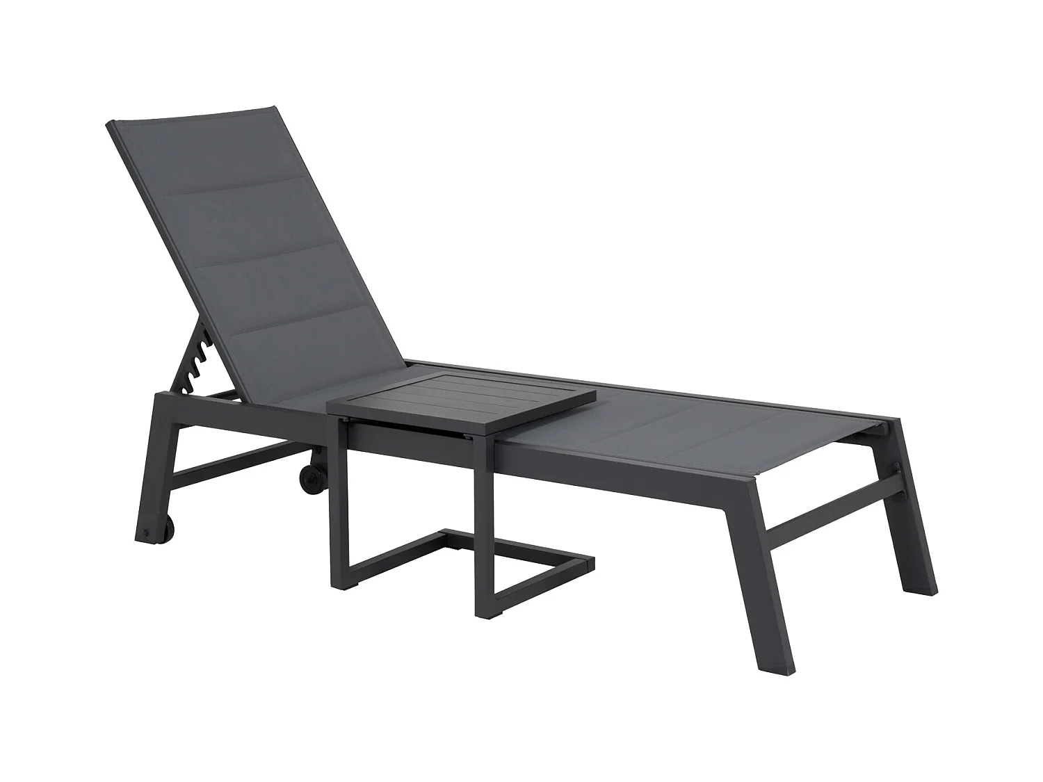 BARBADOS espreguiçadeira e mesa de cabeceira em textileno cinzento - alumínio cinzento antracite