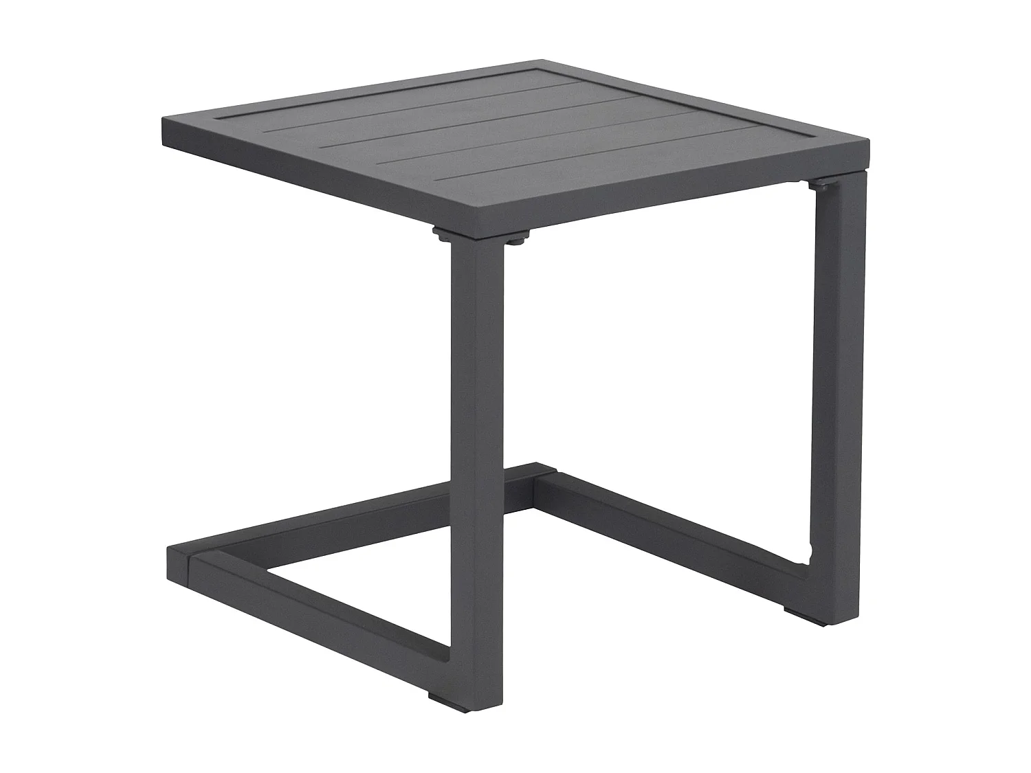 Set bain de soleil et table d'appoint BARBADOS en textilène gris - aluminium gris anthracite - HAPPY GARDEN