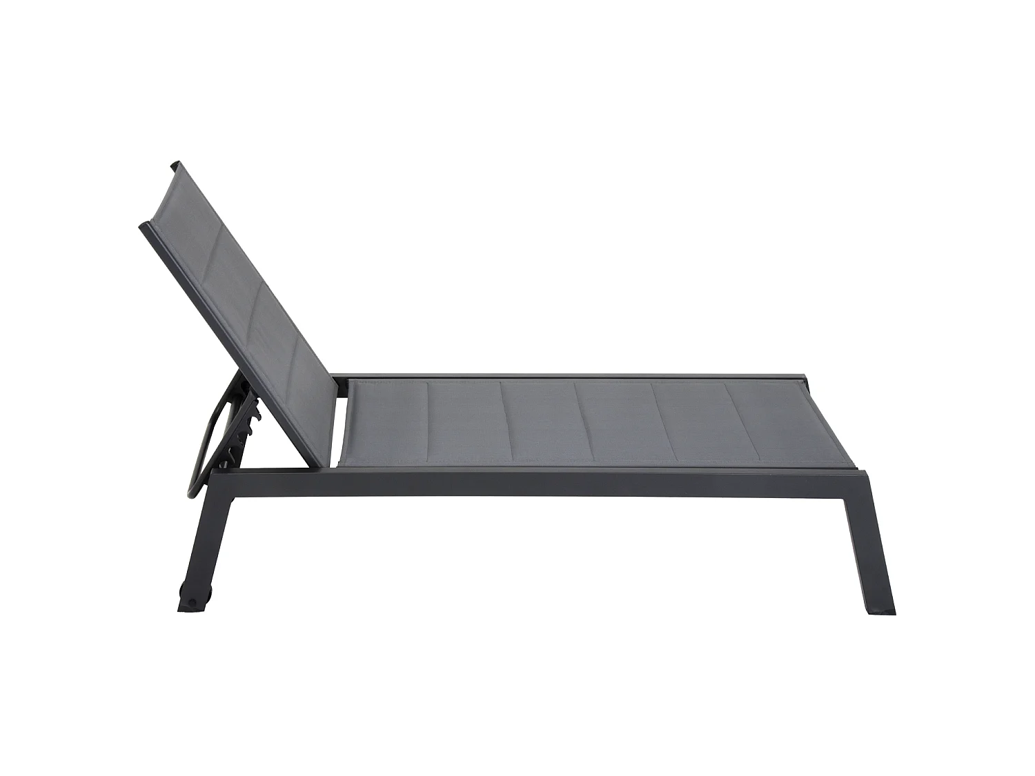 Set bain de soleil et table d'appoint BARBADOS en textilène gris - aluminium gris anthracite - HAPPY GARDEN