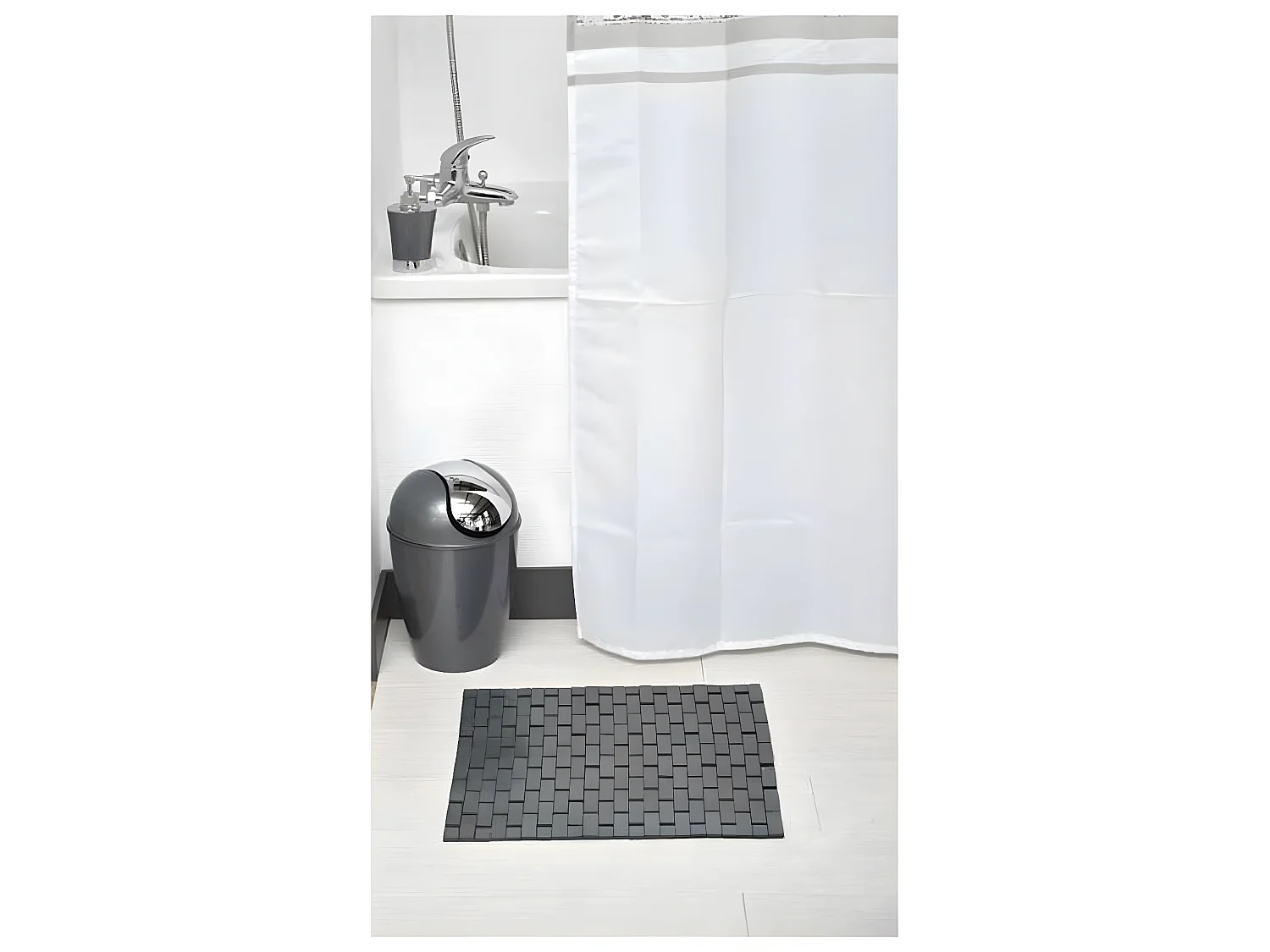 Tapis Caillebotis en Bambou Gris foncé antidérapant 45 x 45 cm