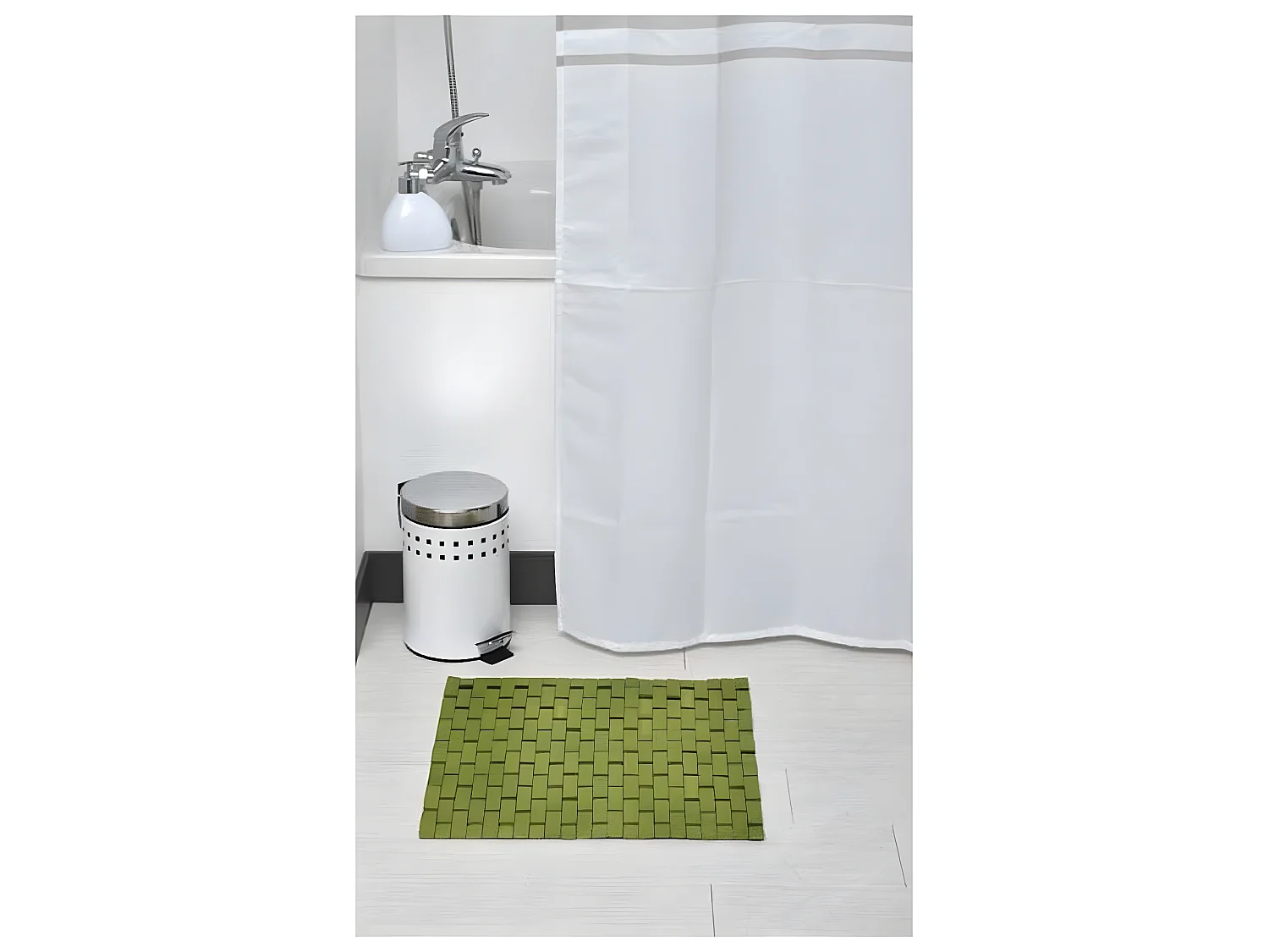 Tapis Caillebotis en Bambou Vert antidérapant 45 x 45 cm