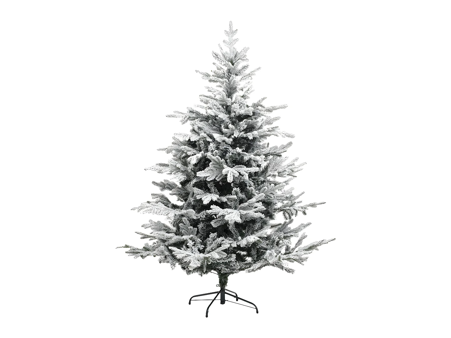 Sapin de Noël artificiel vert floqué blanc et pailleté qualité premium H 210 cm