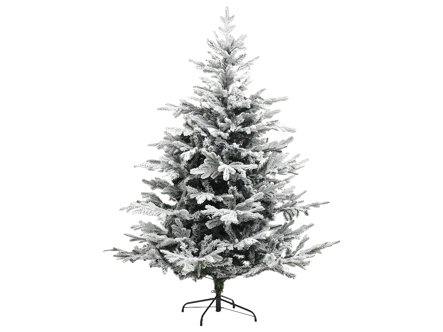 Sapin de Noël artificiel vert floqué blanc et pailleté qualité premium H 210 cm