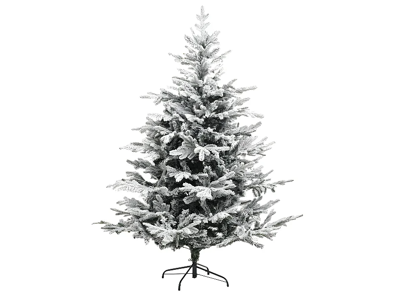 Sapin de Noël artificiel vert floqué blanc et pailleté qualité premium H 210 cm