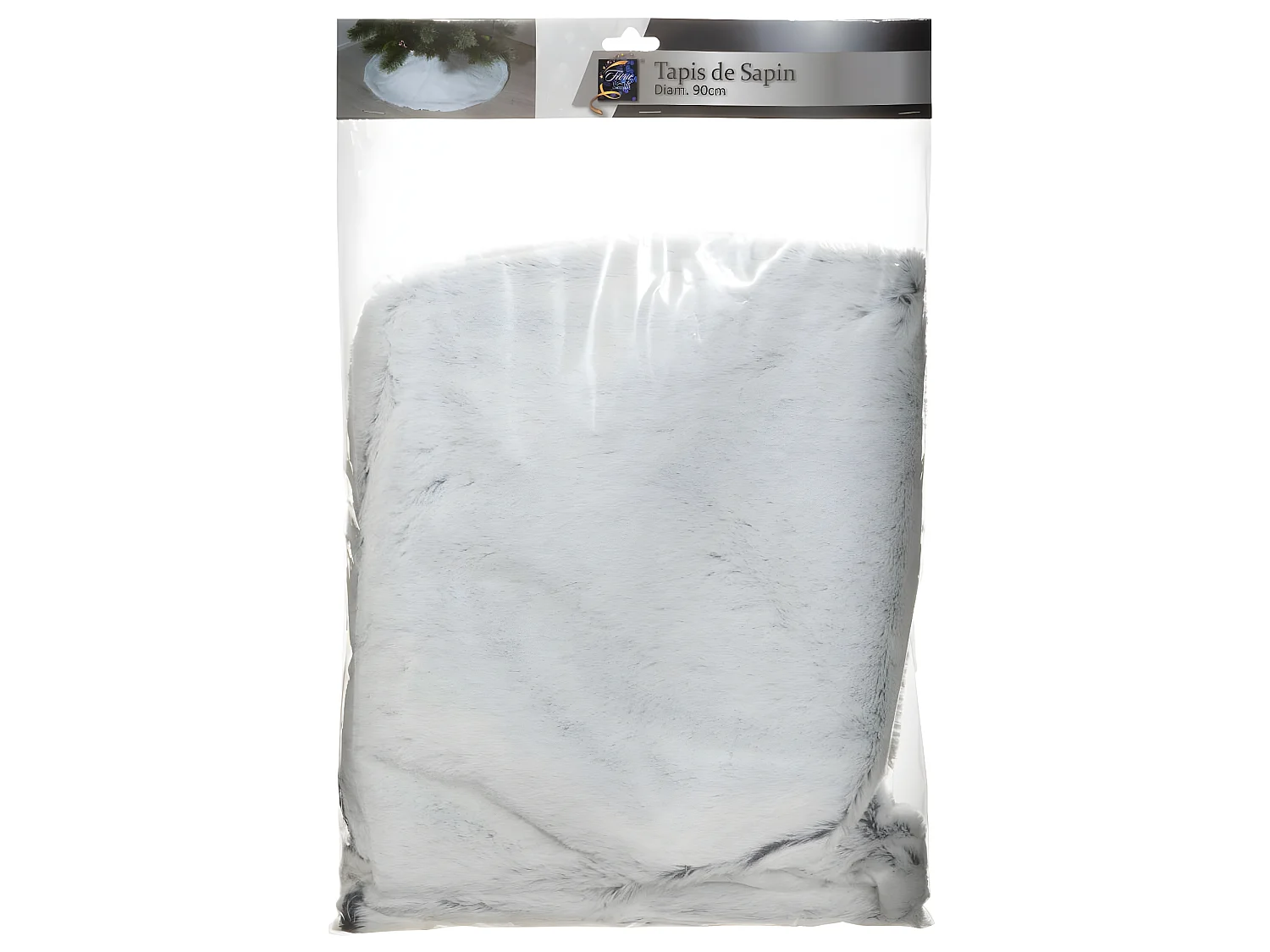 Déco de noël Tapis pour pied de Sapin en fourrure grise D 90 cm