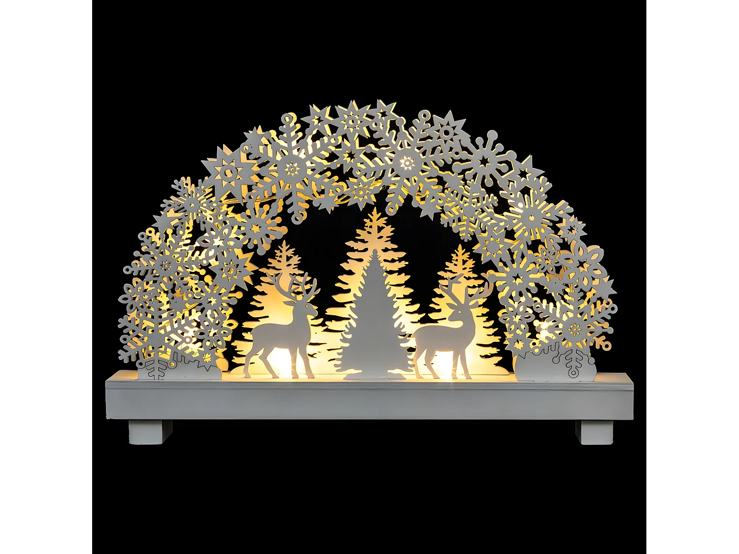 Déco de Noël Lumineuse Village en bois 8 Led Blanc Chaud