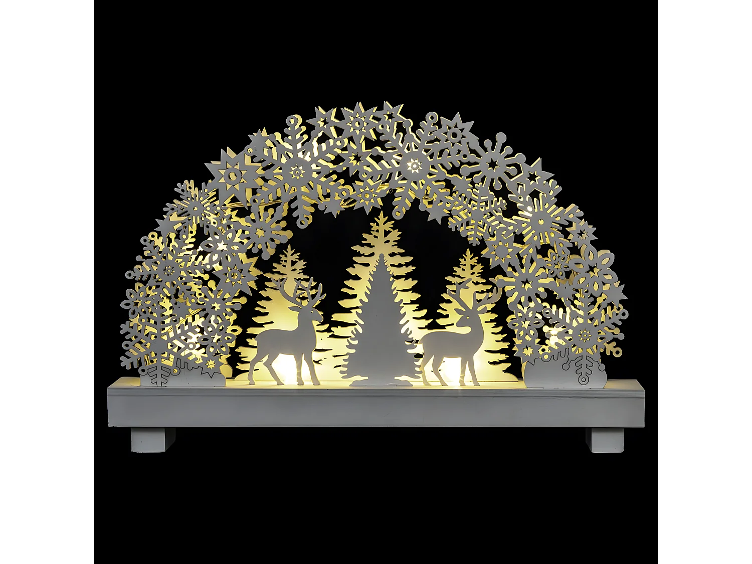 Déco de Noël Lumineuse Village en bois 8 Led Blanc Chaud