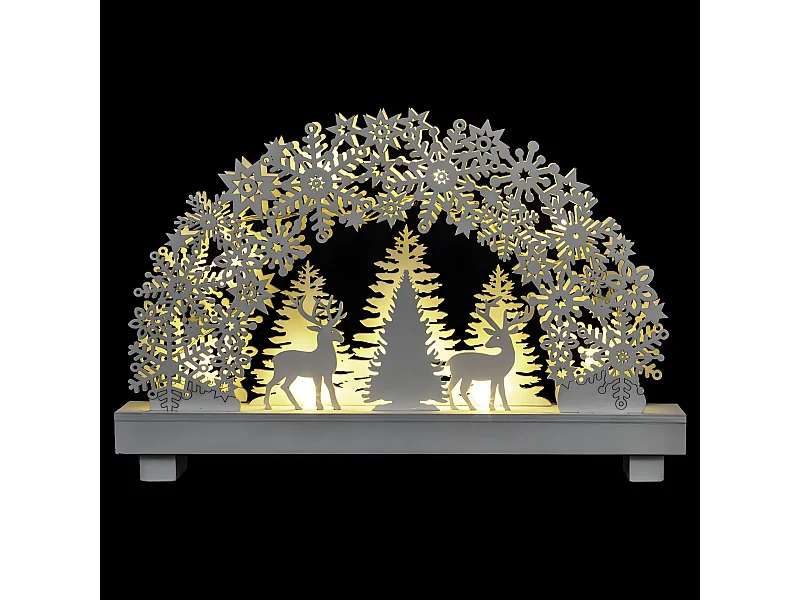 Déco de Noël Lumineuse Village en bois 8 Led Blanc Chaud