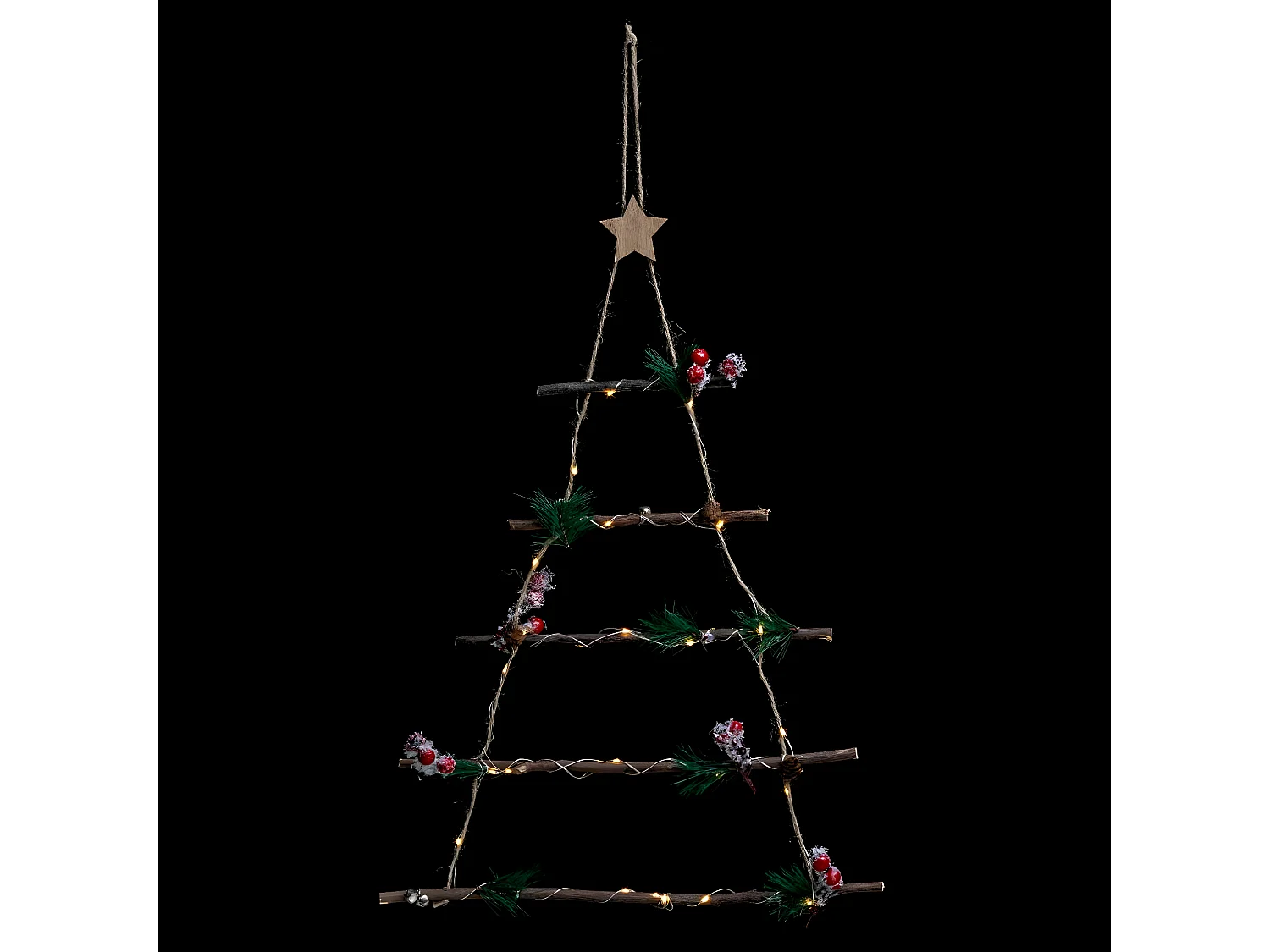 Sapin lumineux à suspendre forme échelle 28 LED Blanc chaud H 63 cm