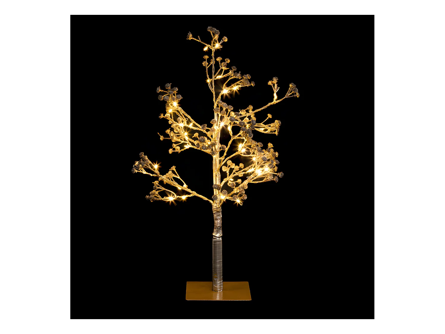 Déco de Noël Arbre lumineux Bouquet doré 48 LED Blanc chaud H 50 cm
