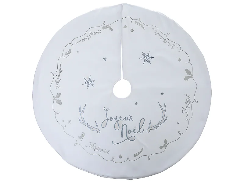 Déco de Noël Tapis pour pied de Sapin en Feutrine Blanche D 90 cm