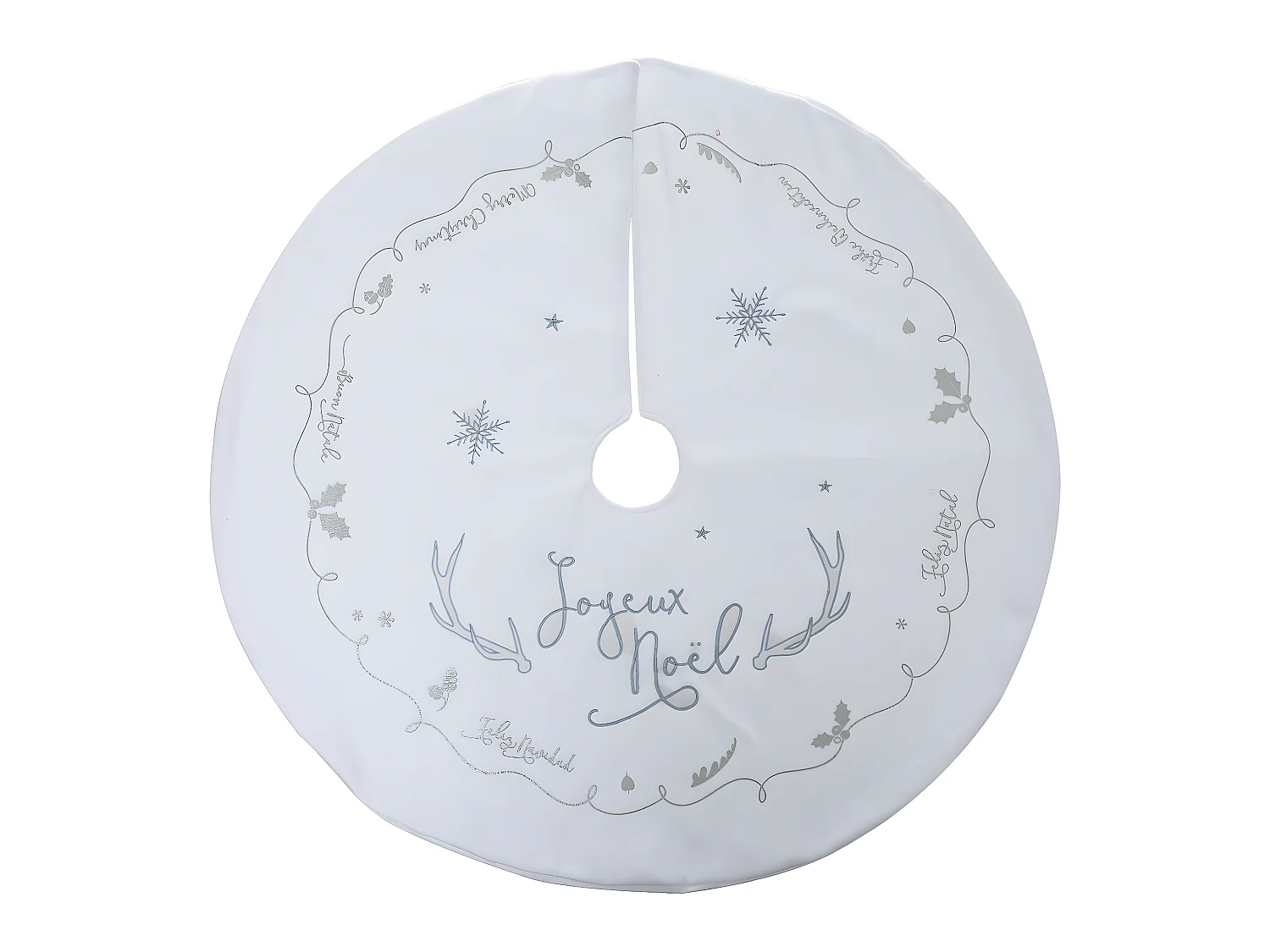 Déco de Noël Tapis pour pied de Sapin en Feutrine Blanche D 90 cm