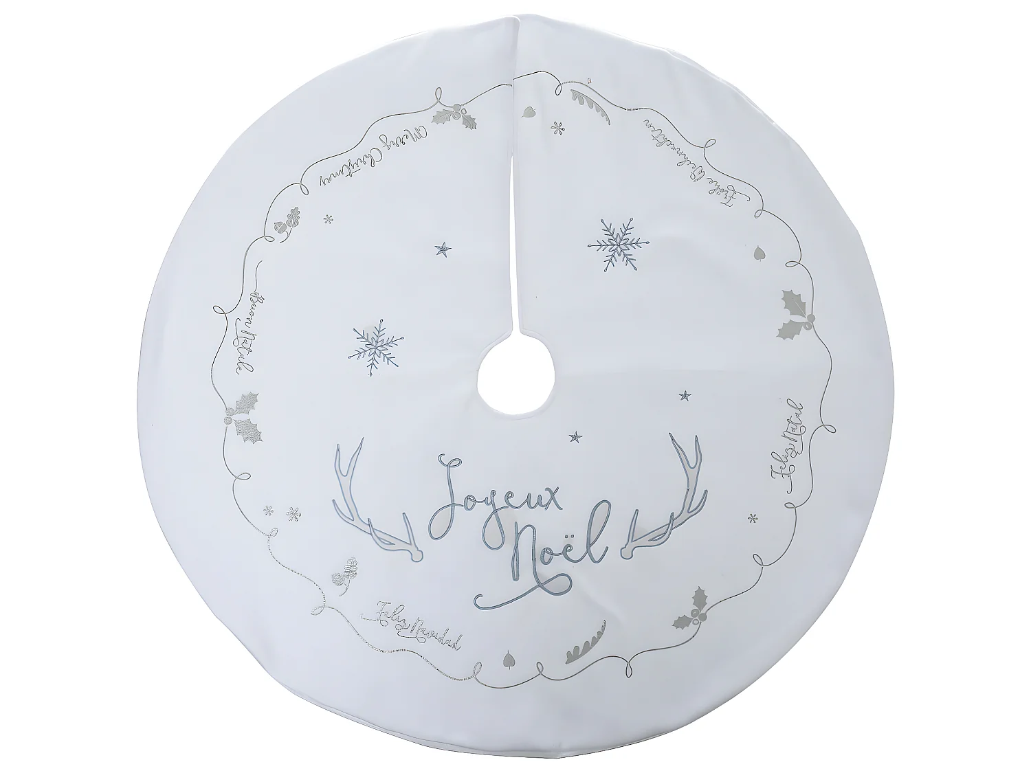 Déco de Noël Tapis pour pied de Sapin en Feutrine Blanche D 90 cm